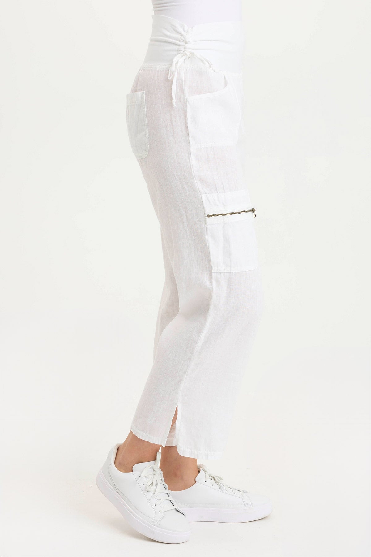 Amica High Waist Linen Cargo Pants for Women - Comfortable & Stylish Casual Trousers for Summer, Travel, and Outdoor Activities