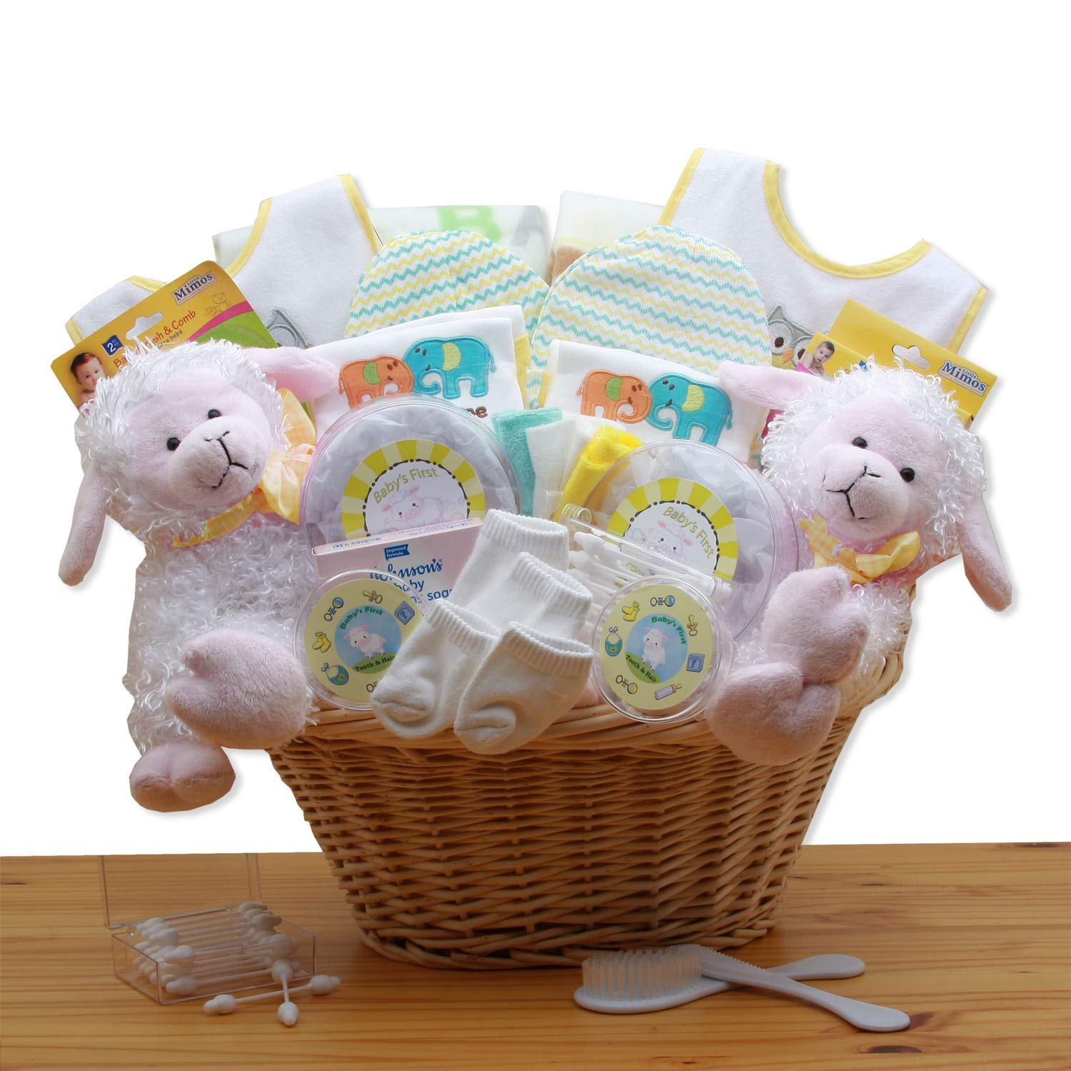Double Delight Twins Newborn Baby Gift Basket - Yellow | Perfect Baby Shower Gift for Twins, New Parents & Special Occasions
