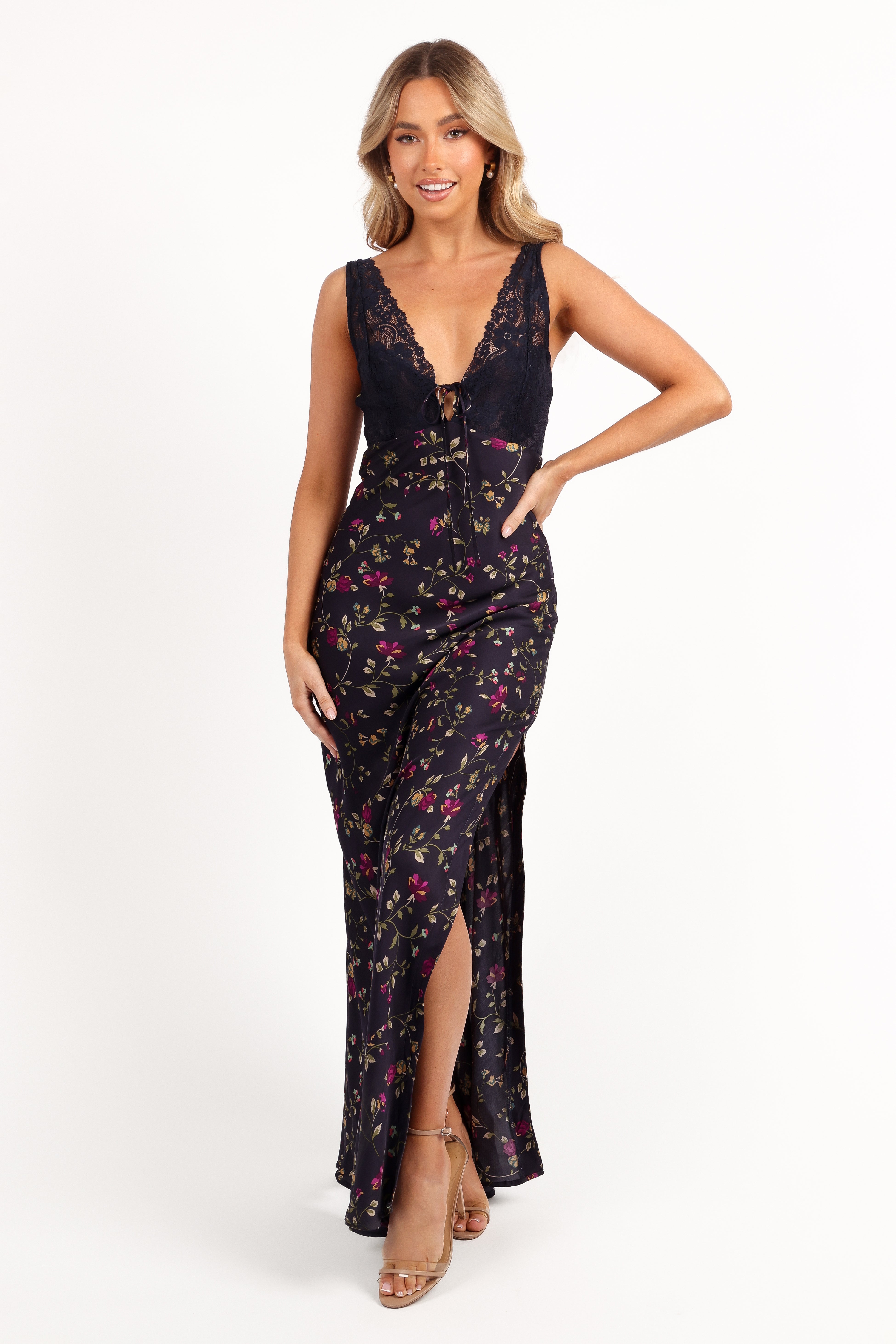 Cammy Maxi Slip Dress - Midnight Floral Print Long Summer Dress for Women | Perfect for Beach Vacations, Date Nights & Special Occasions