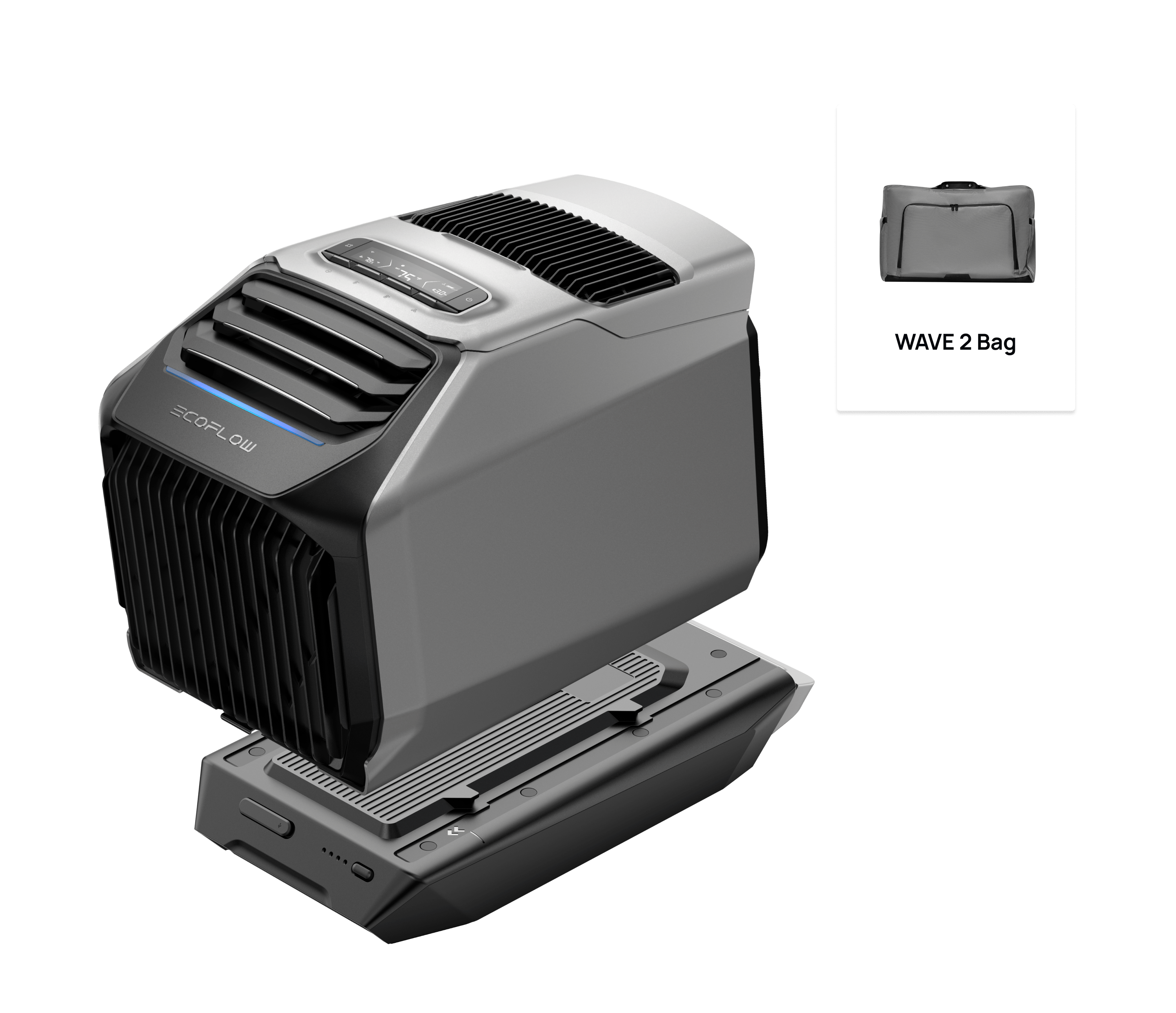 EcoFlow WAVE 2 Portable Air Conditioner with Extra Battery & Carrying Bag - Perfect for Camping, RV Trips, and Outdoor Adventures