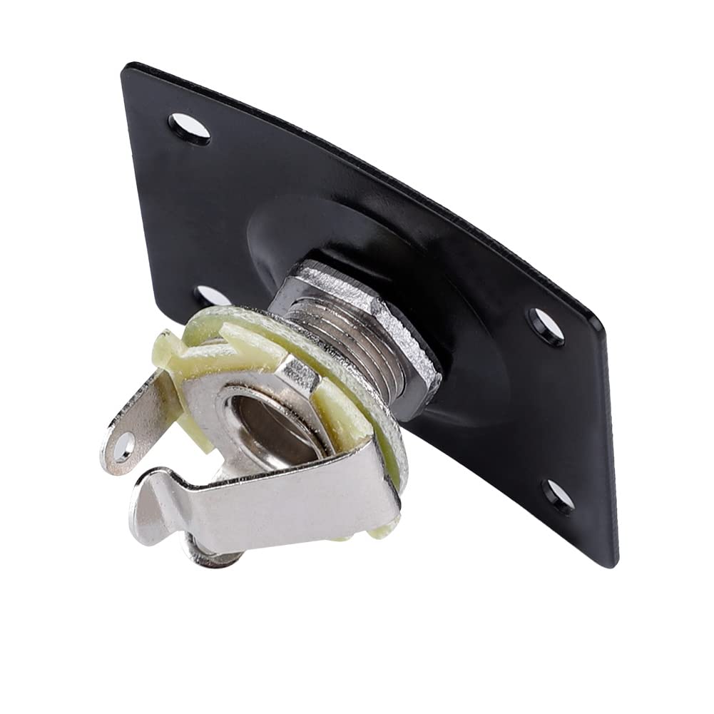 Premium Black Metal Rectangle Electric Guitar Output Jack with Screws - Durable Replacement Part for Electric Guitars - Perfect for DIY Repairs & Stage Performances