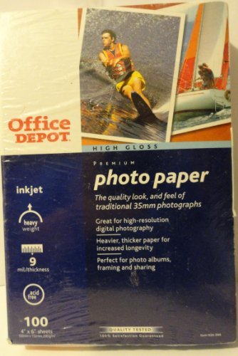 Premium Glossy Photo Paper - 100 Sheets 4x6 Inches for Inkjet & Laser Printers - Ideal for Photo Printing, Scrapbooking & Greeting Cards by Office Depot