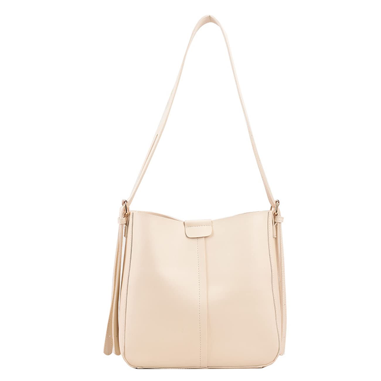 Vintage Women's PU Leather Bucket Bag - Fashion Shoulder Purse & Crossbody Handbag for Casual Outings, Work, and Travel | Solid Color Tote