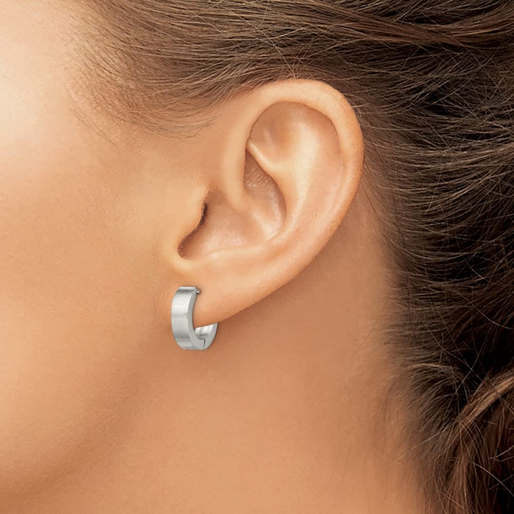 Stainless Steel Hoop Huggie Earrings - 10mm x 4mm Brushed Round Hinged Design for Women | Hypoallergenic & Tarnish-Free | Perfect for Everyday Wear, Work, and Special Occasions