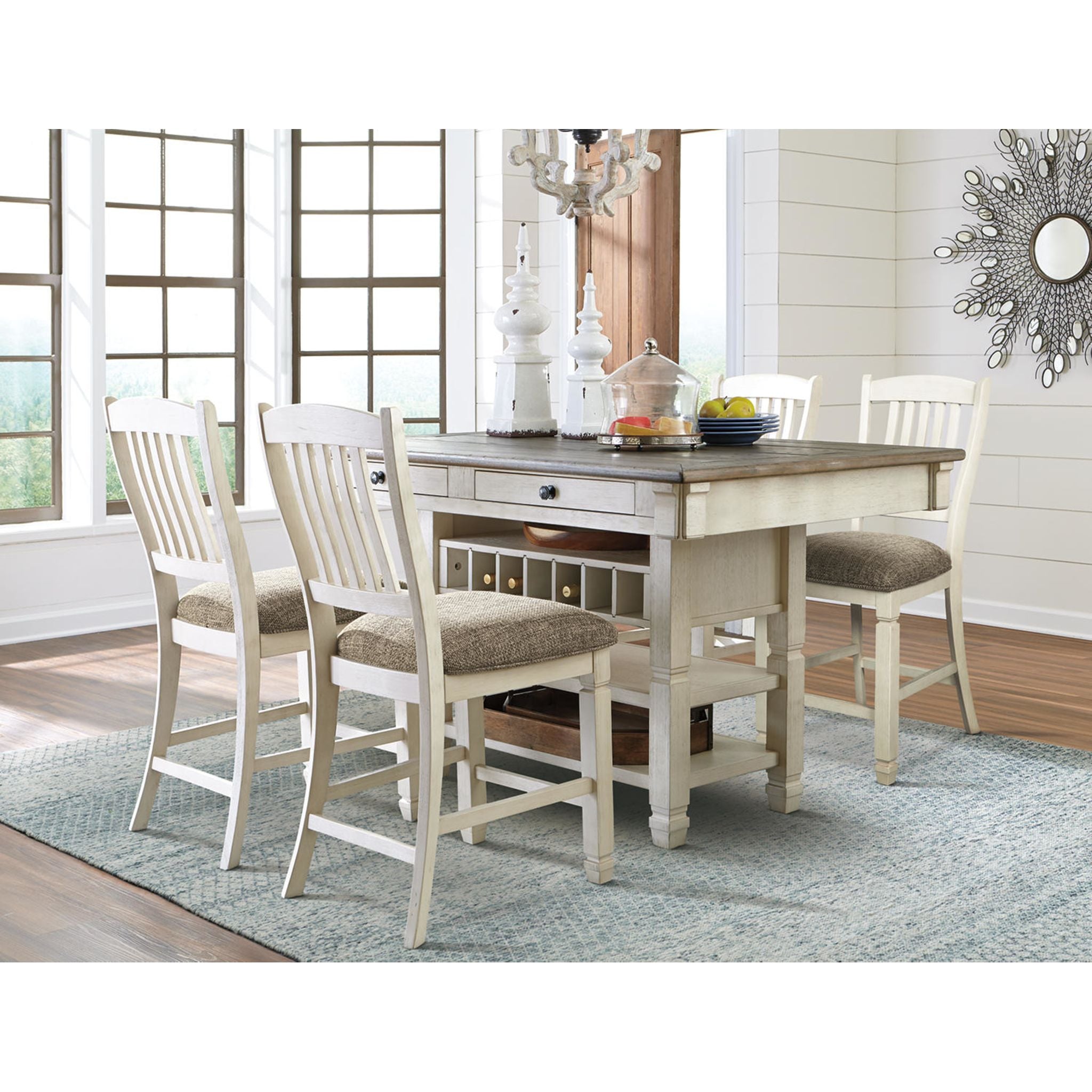 Bolanburg 5-Piece Counter Height Dining Set - Modern Kitchen Table and Stools for Small Spaces - Perfect for Breakfast Nook, Apartment, or Bar Area
