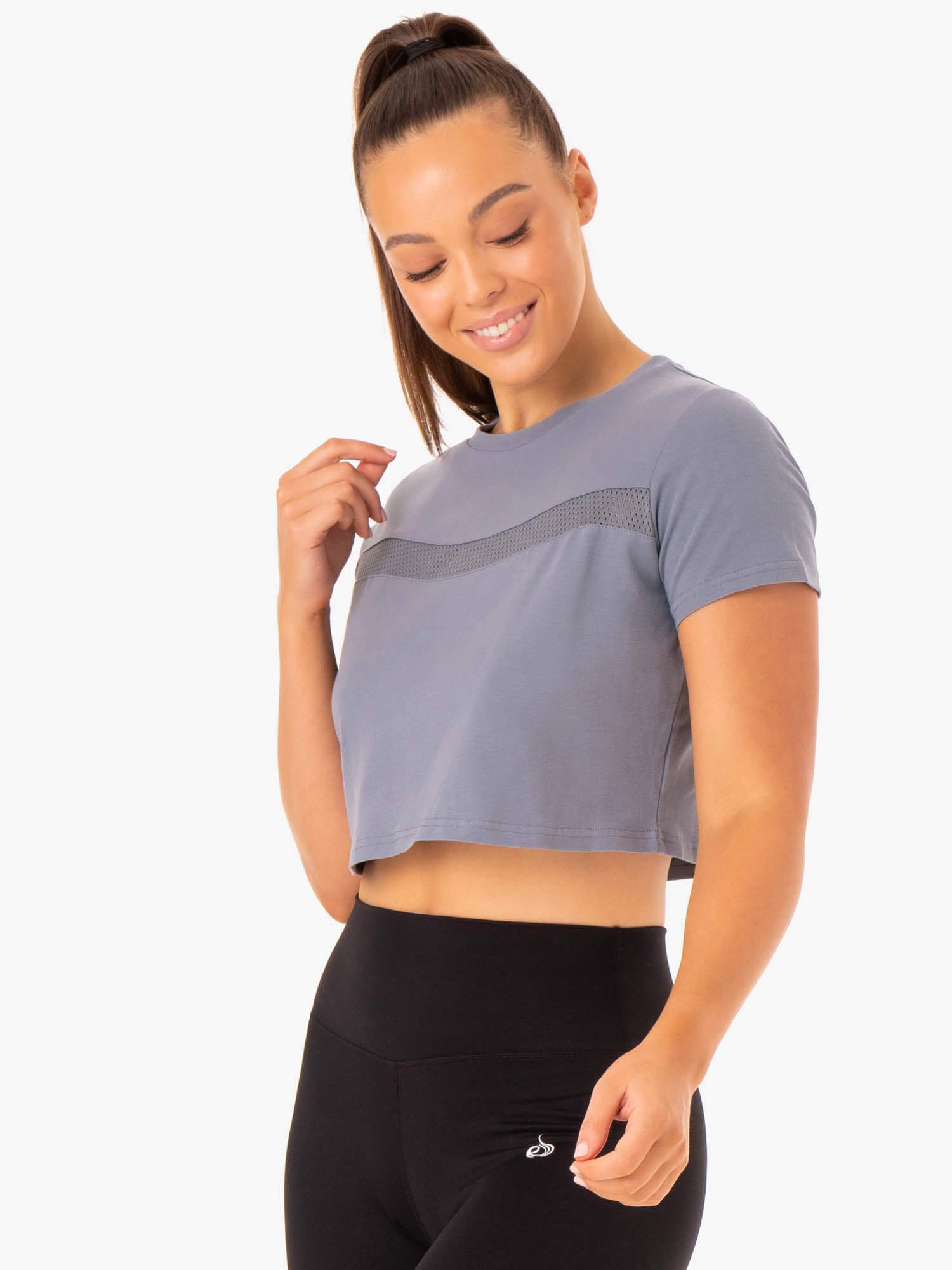 Hybrid Mesh Tee - Breathable & Comfortable Steel Blue T-Shirt for Men | Perfect for Gym, Running & Casual Wear