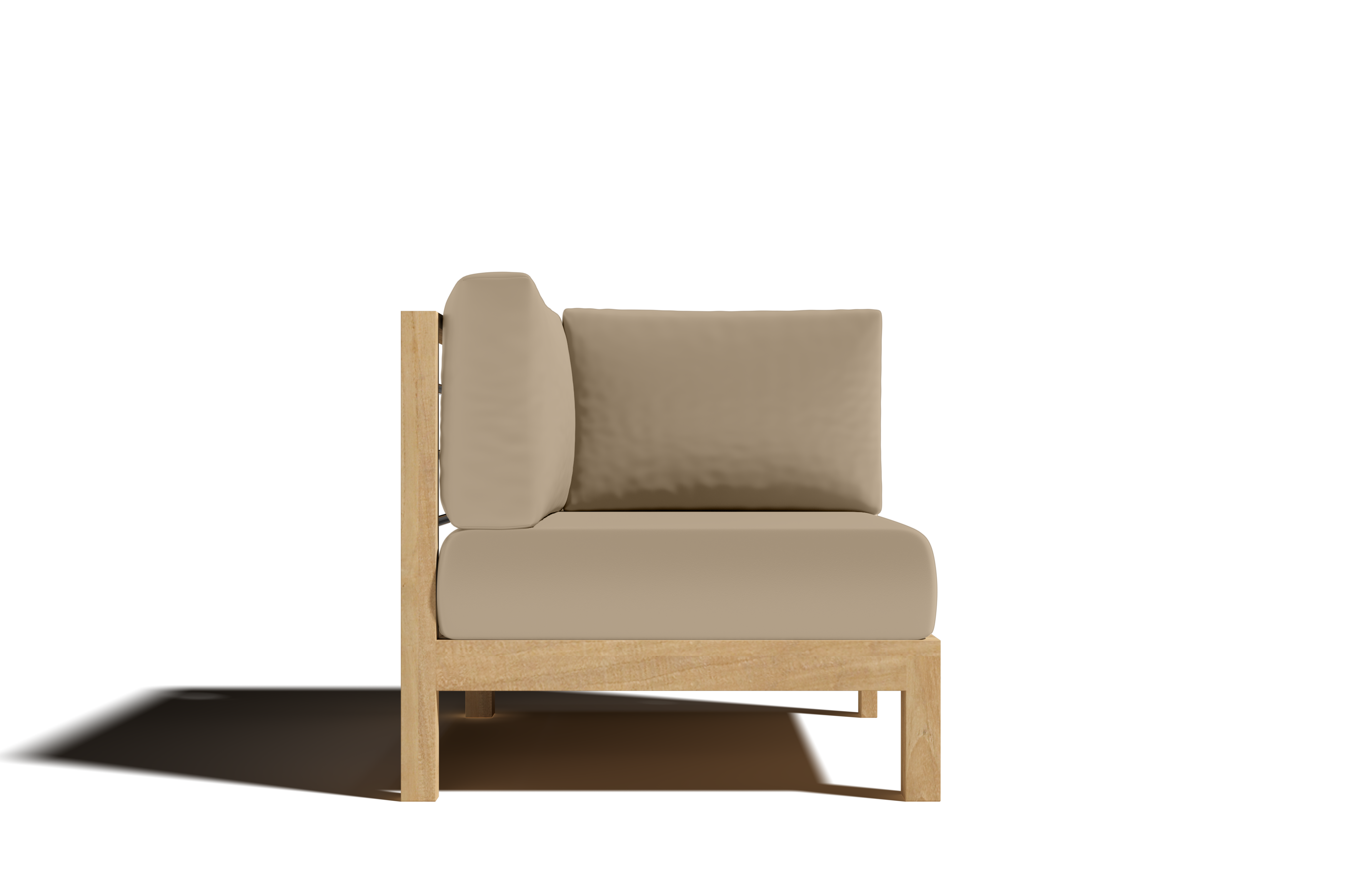 Leon Teak Outdoor Sectional Corner Sofa with Sunbrella Fawn Cushion - Waterproof & Durable Patio Furniture for Garden, Poolside & Backyard Relaxation