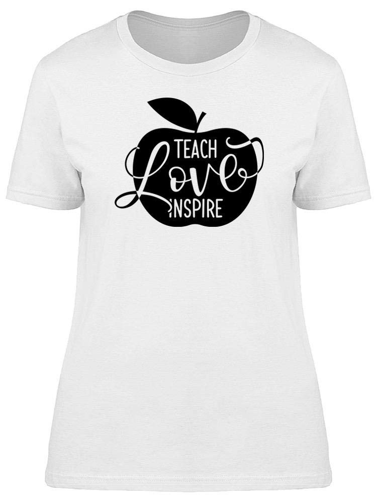 Apple Teach Love Inspire T-Shirt for Women - Soft Cotton Casual Tee for Everyday Wear, Gifts, and Inspirational Outfits