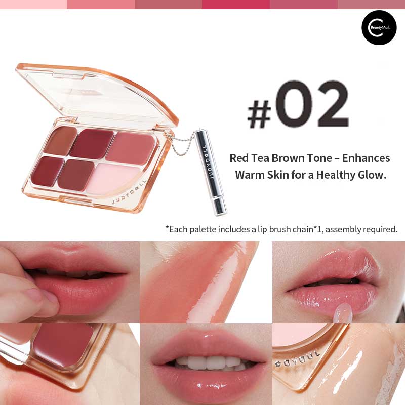 Judydoll 6 Color Matte & Glossy Lip Palette Set - Long Lasting Hydrating Lipstick Kit for Daily Makeup, Party & Special Occasions