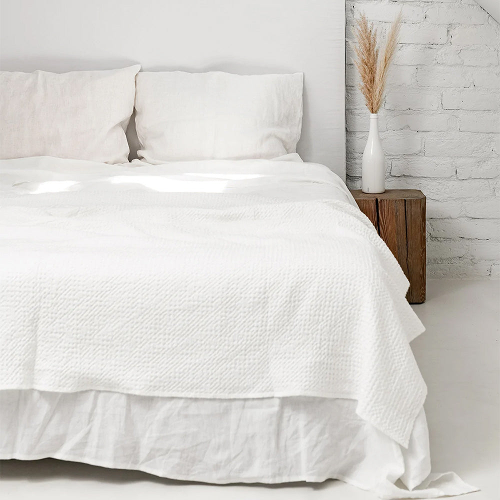 Premium Waffle Weave Linen Cotton Blanket - Soft, Breathable & Lightweight for All Seasons - Perfect for Bed, Sofa, Travel & Cozy Home Decor