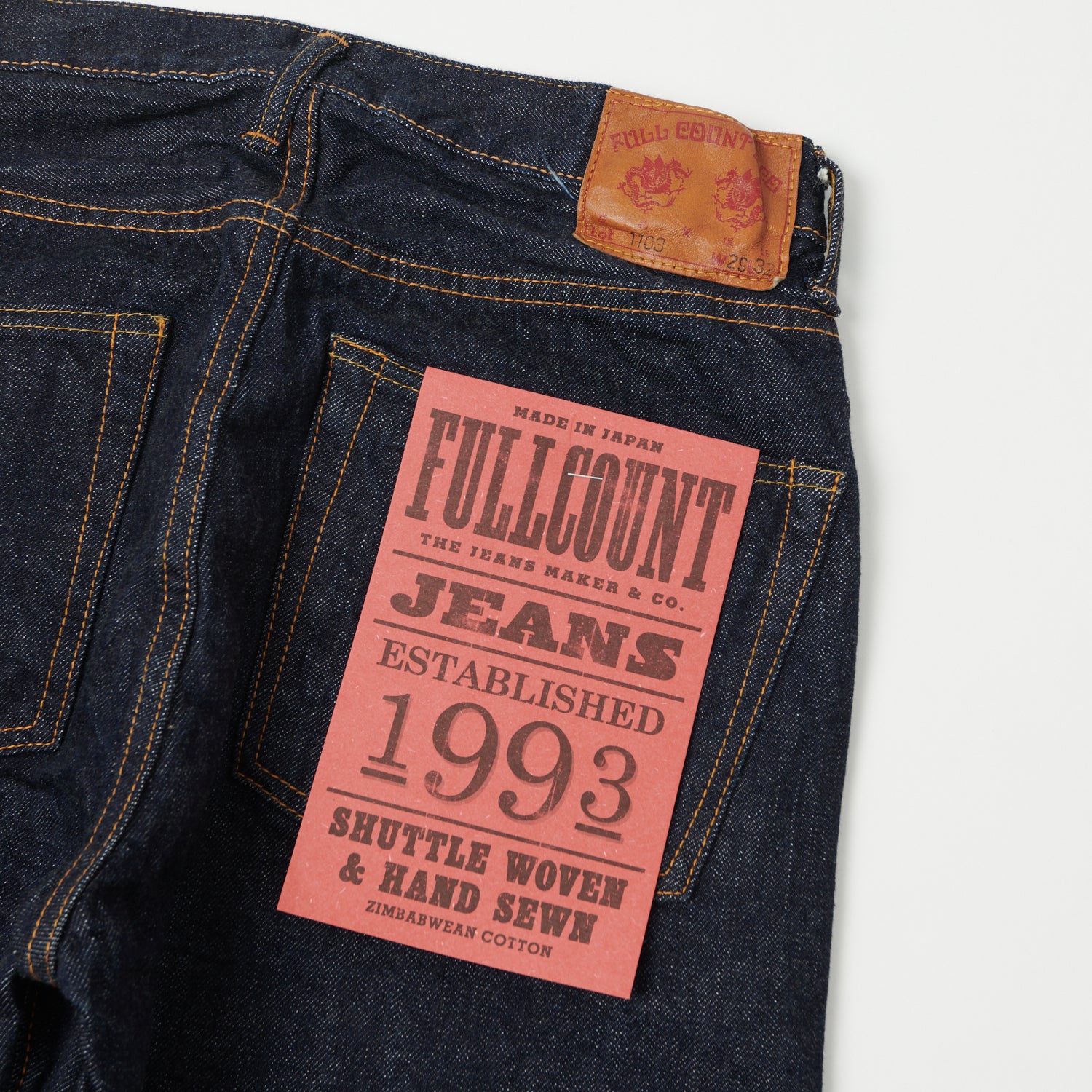 Full Count 1103W 13.7oz Clean Straight Jeans - One Wash Denim Pants for Men | Perfect for Casual Wear & Everyday Outfits