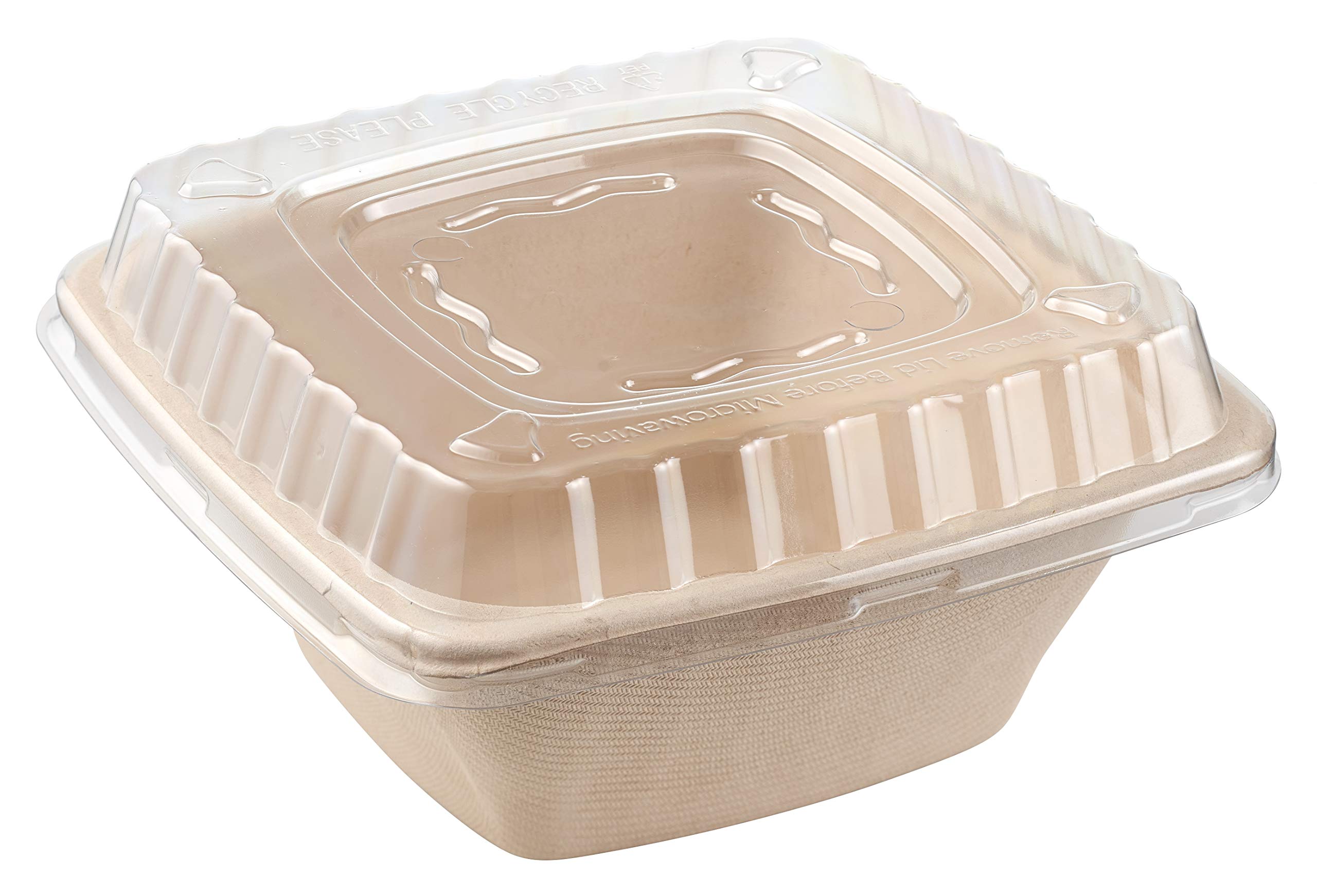 [200 Pack] 42oz Compostable Square Food Containers with Lids - Eco-Friendly Sugarcane Bagasse Bowls | Microwave Safe, BPA Free | Perfect for Meal Prep, Bento Boxes, Takeout & Catering | Biodegradable & Sustainable Alternative to Plastic