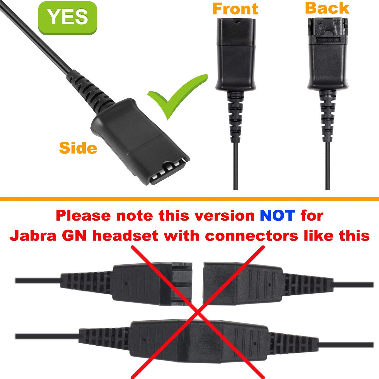 VoiceJoy Call Center Headset Quick Disconnect QD Cable to USB Plug Adapter - Compatible with Plantronics QD Connector for Computer & Laptop - Perfect for Remote Work & Customer Service Calls