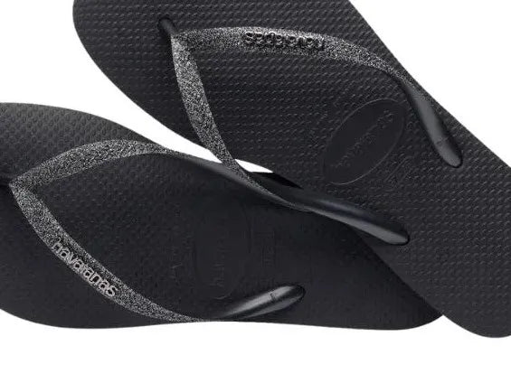Havaianas Men's Slim Glitter Flip Flops - Black | Comfortable & Stylish Sandals for Beach, Pool, and Summer Outings