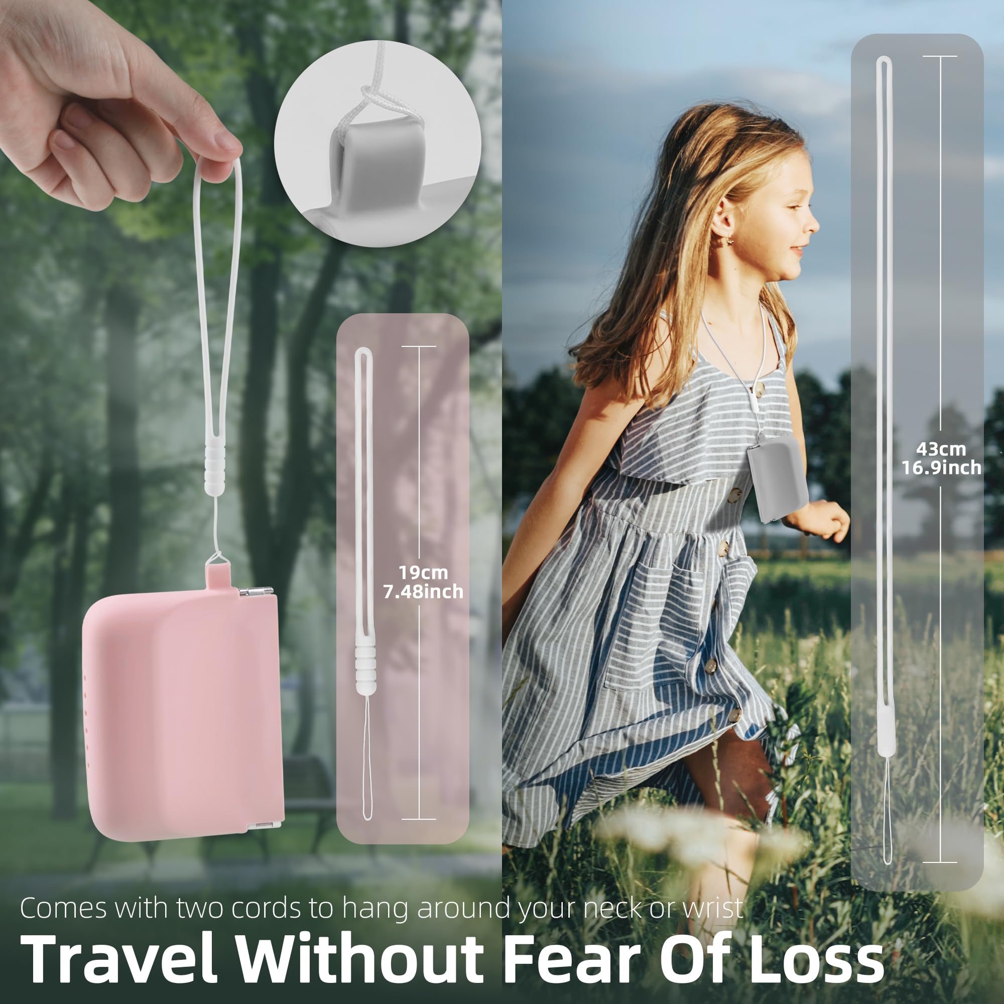 Nearockle 2 Pack Soft Silicone Retainer Case with Lanyard - Denture Storage Box with Vent Holes for Invisalign, Clear Aligners & Mouth Guards - Portable Travel Container for Teeth Whitening Trays (Pink+Grey) | Perfect for Gym, Travel & Daily Dental Care