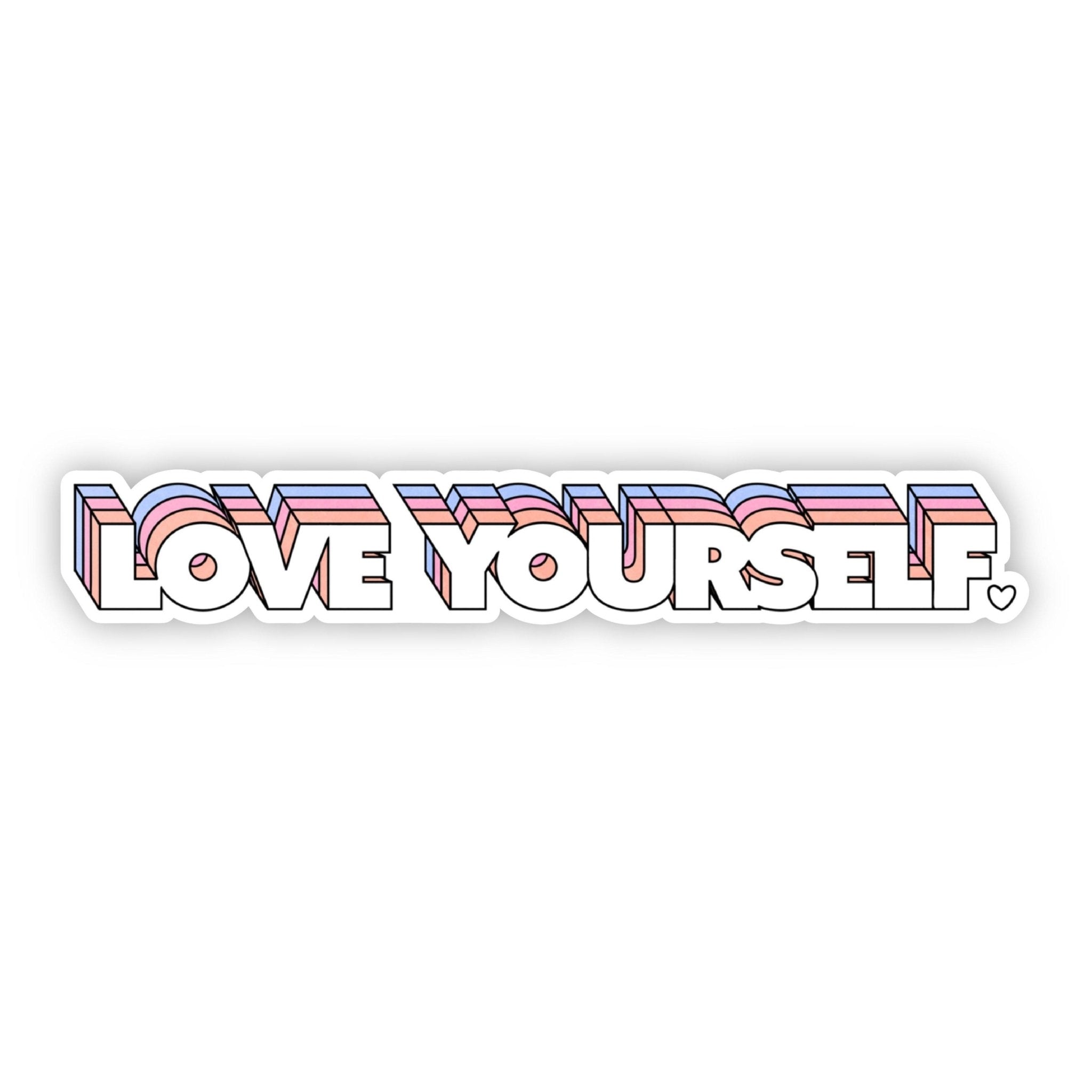 Love Yourself Lettering Sticker - Motivational Self-Care Decals for Journals, Planners & Water Bottles - Positive Affirmation Stickers for DIY Crafts & Scrapbooking