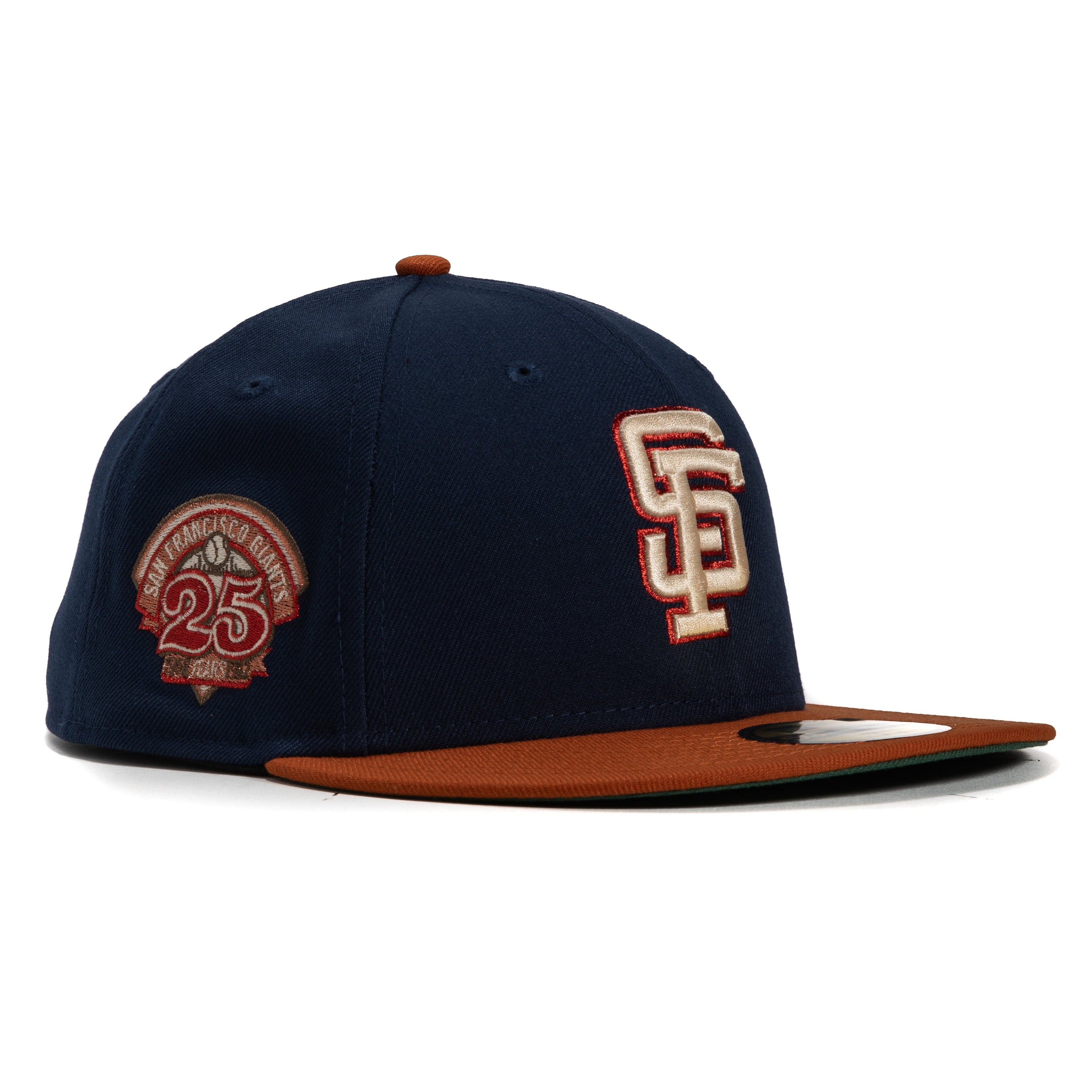 New Era 59Fifty San Francisco Giants 25th Anniversary Patch Snapback Hat - Navy & Burnt Orange - Official MLB Baseball Cap for Men & Women - Perfect for Games, Collecting & Streetwear Fashion