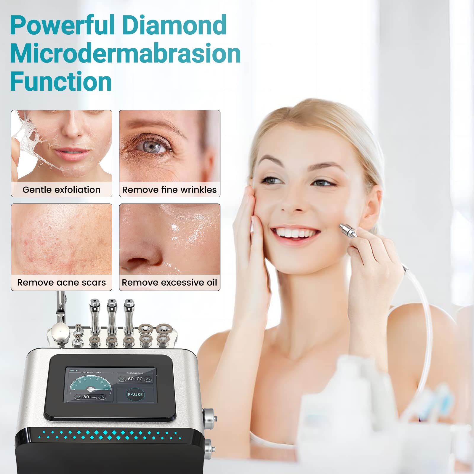 Professional 3-in-1 Vacuum Therapy Machine - 1800ml Large Cupping Cups, Diamond Microdermabrasion & Spray Gun - 80cmHg Max Suction for Body Sculpting, Cellulite Reduction & Skin Rejuvenation - Perfect for Home Spa, Beauty Salons & Professional Therapists