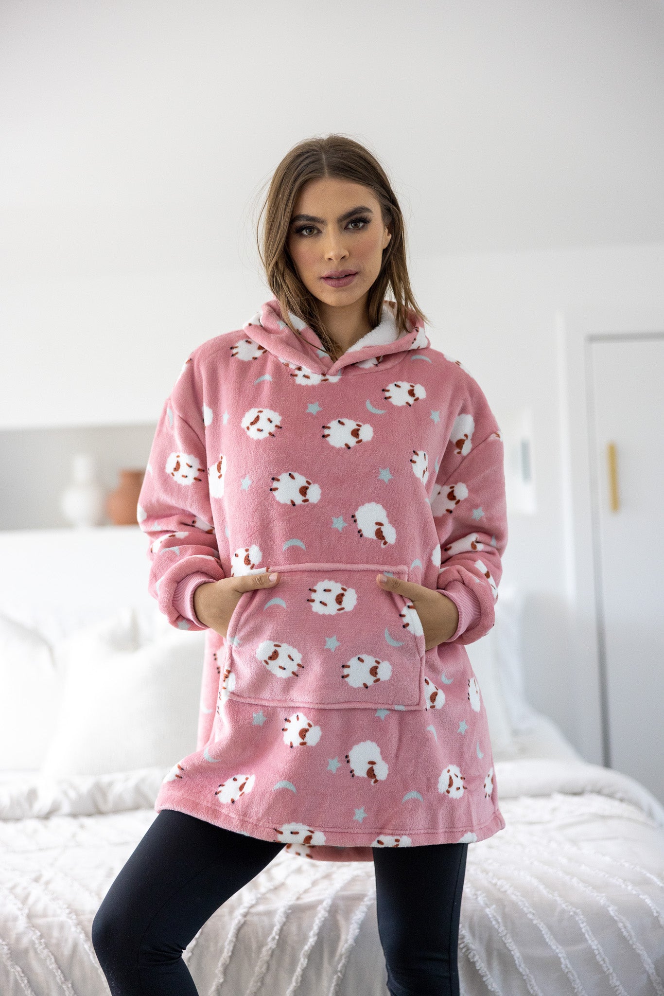 Pink Sheep Kids Blanket Jumper - Soft & Cozy Fleece Wearable Blanket for Boys & Girls - Perfect for Lounging, Napping & Cold Weather