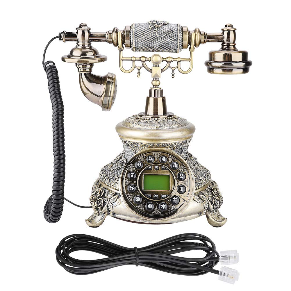 Vintage Retro Landline Phone with Hanging Headset - Antique Corded Desk Telephone with Digital Dial & Callback Function - Perfect for Home Office, Hotel, Photo Studio & Vintage Decor