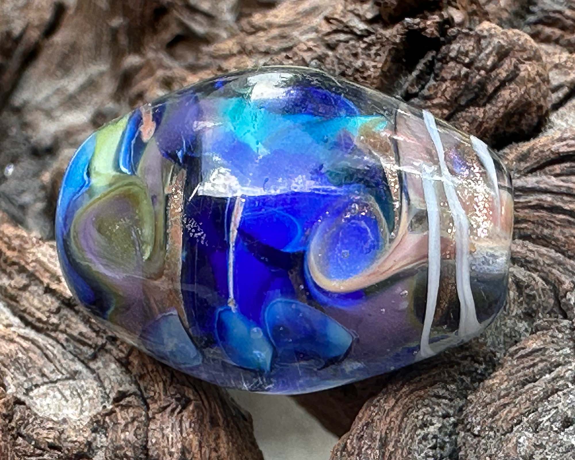 Handmade Blue Swirl Lampwork Glass Focal Bead - SRA Certified for Jewelry Making, DIY Crafts & Beading Projects - Perfect for Necklaces, Bracelets & Earrings