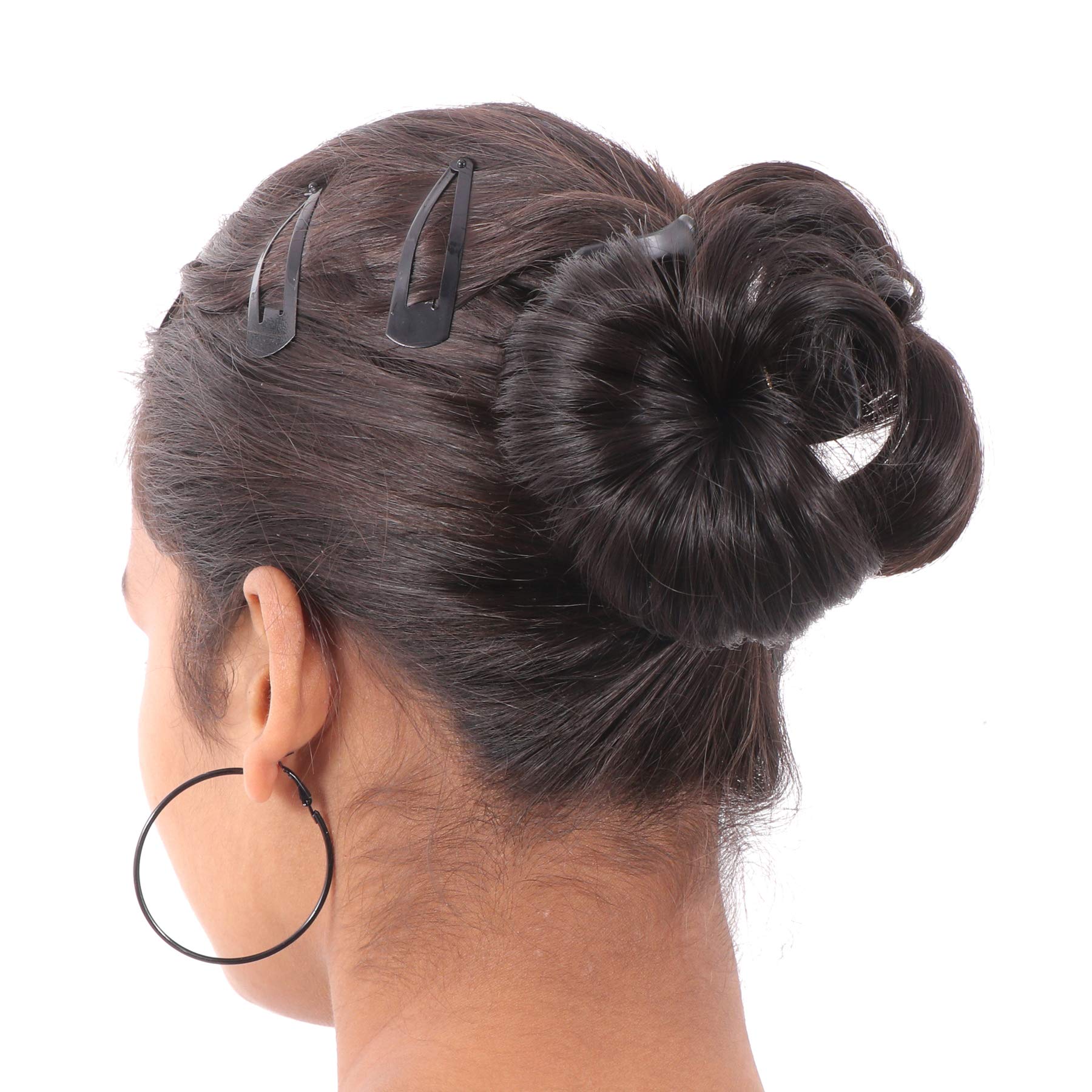 NAVMAV Claw Clip for Messy Bun - Wavy Curly Hair Clip in Chignon Ponytail Updo Hair Extensions for Women (Black 09) | Perfect for Casual Outings, Work & Special Occasions