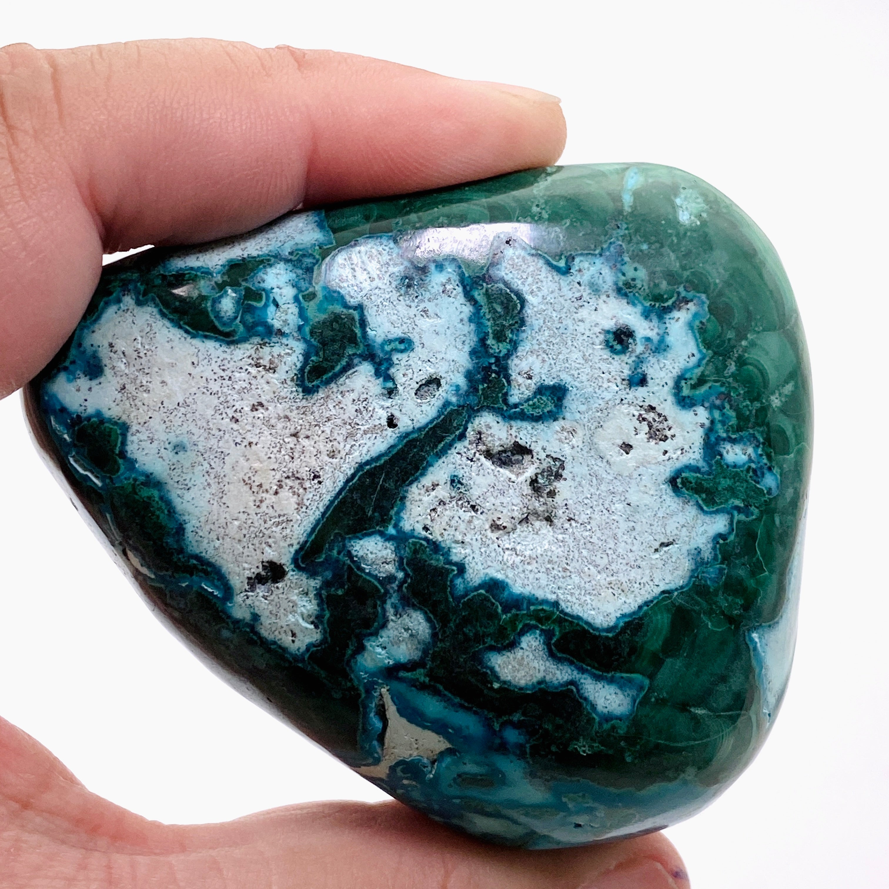 Natural Malachite and Chrysocolla Polished Freeform Stone - Congo CR3751 | Healing Crystal for Meditation, Jewelry Making & Home Decor