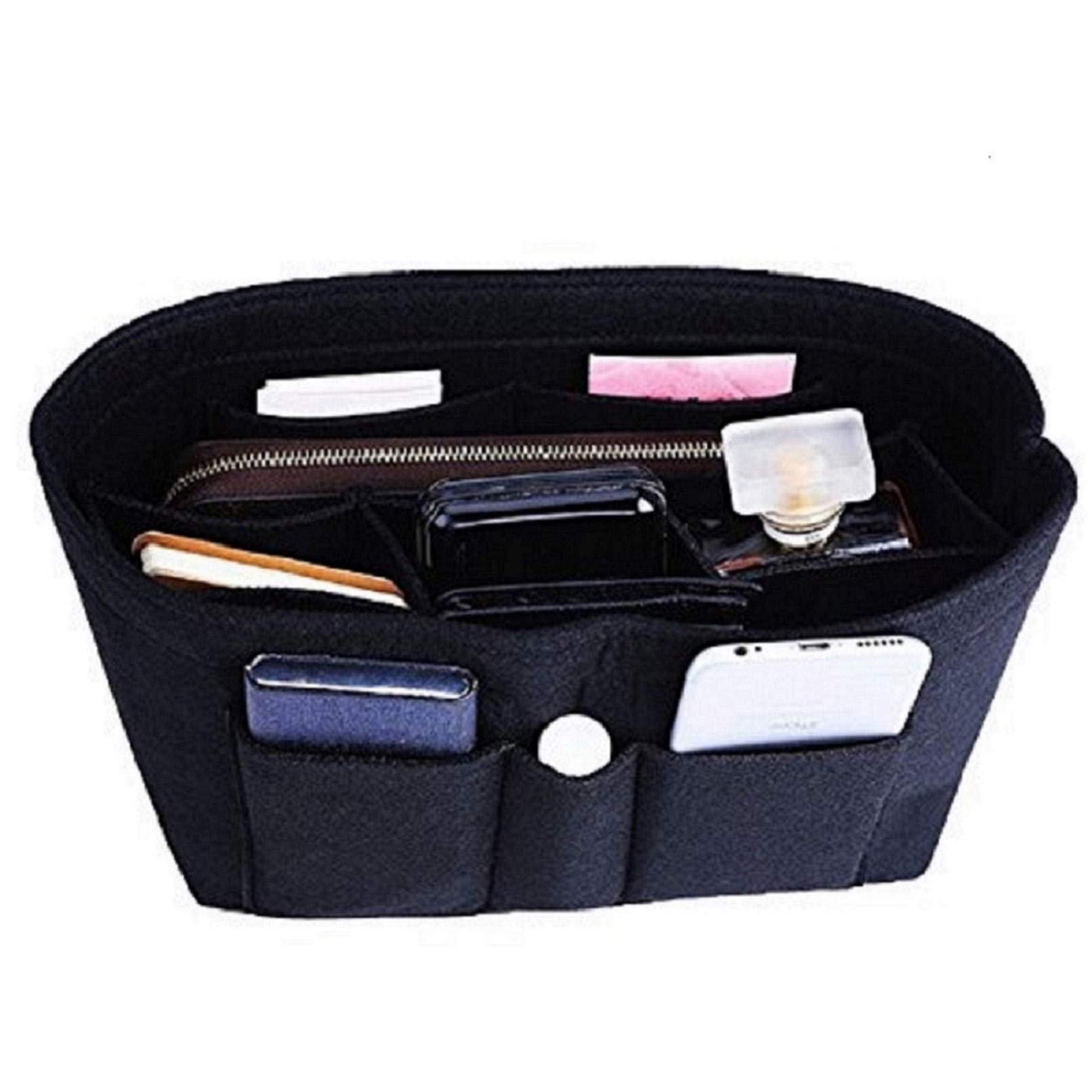 ZTUJO Felt Purse Organizer Insert for Handbags - 13 Colors & 6 Sizes (Slender Medium, Black) | Perfect for Tote Bags, Travel & Everyday Use