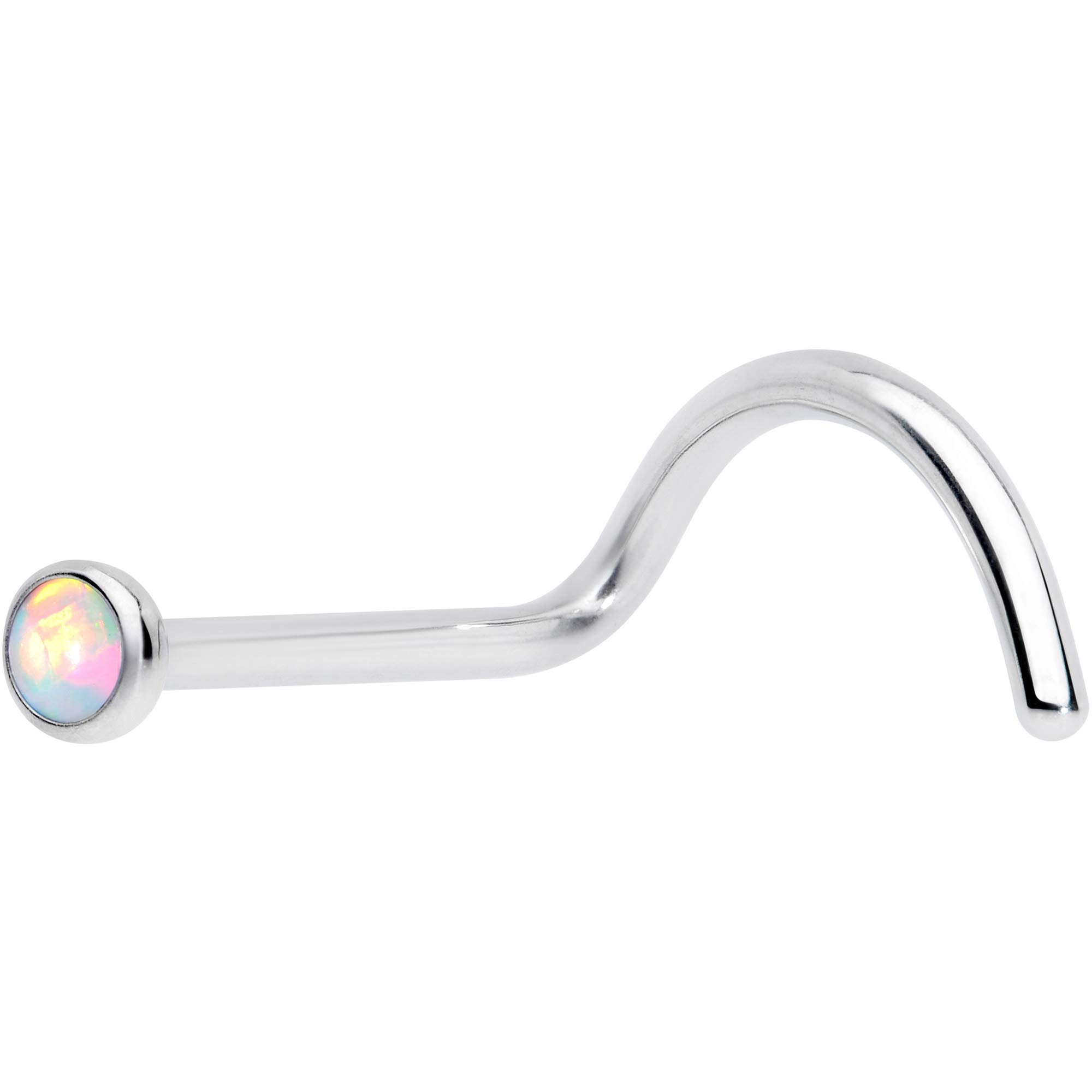20G Titanium Nose Screw Nose Ring - 2mm Synthetic Opal Press Fit Nose Stud Body Jewelry (0.27