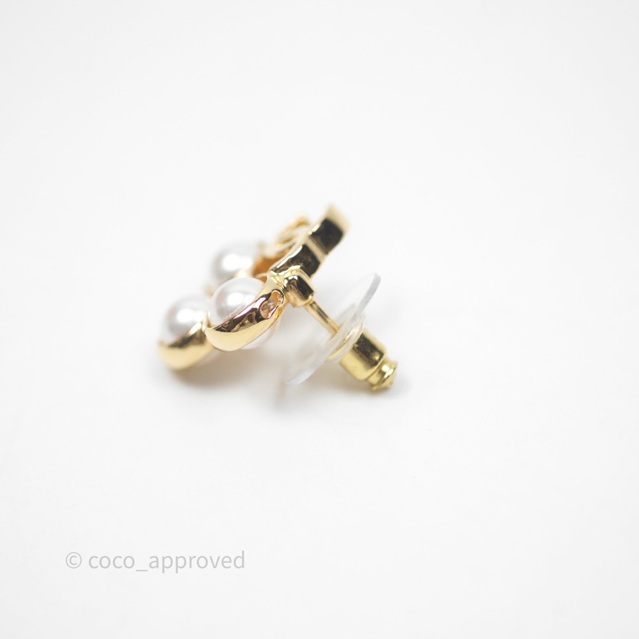 Chanel CC Pearl Earrings in Gold Tone - Luxury Fashion Jewelry for Women | Perfect for Parties, Weddings & Special Occasions