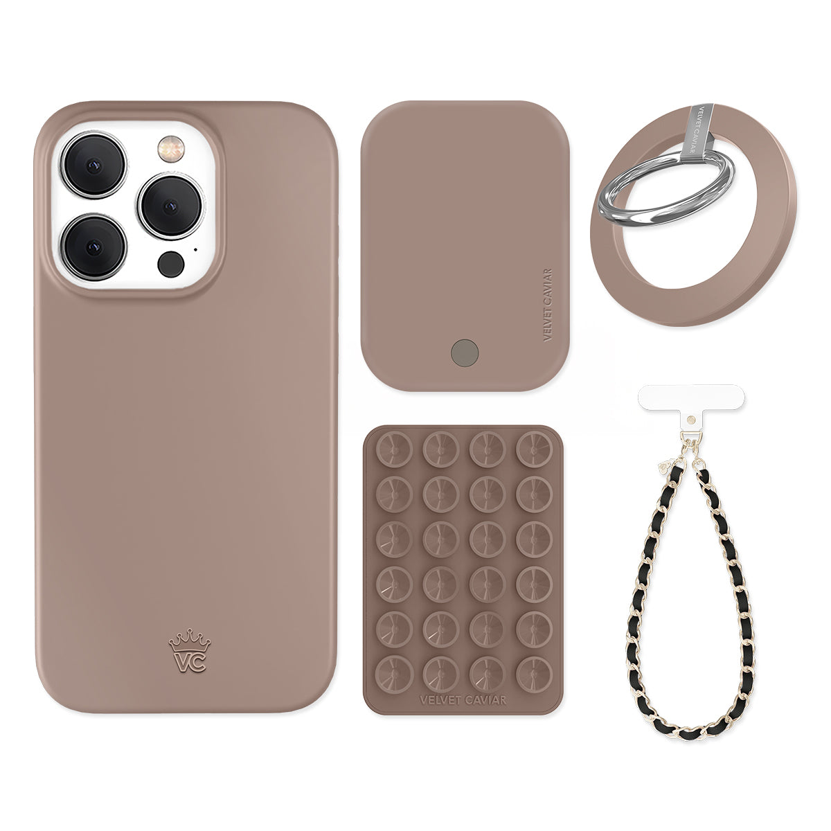 Premium Cashmere Taupe iPhone Case with Grip - Soft & Durable Protective Cover for iPhone 13/14/15 Pro Max - Perfect for Work, Travel & Everyday Use