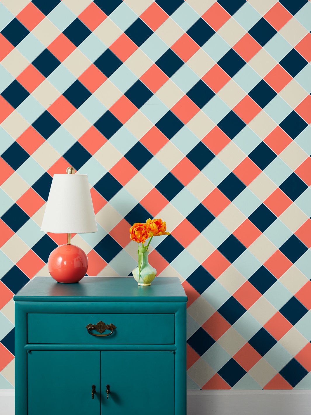 Fisher Price™ Orange 'Diamonds Large' Wallpaper - Premium Peel & Stick Wall Decals for Nursery, Kids Room & Playroom Decor