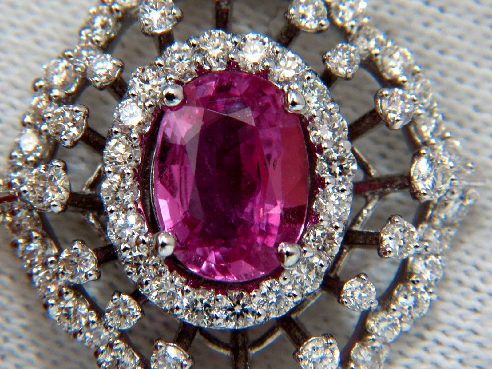 6.42CT Natural Intense Fancy Pink Sapphire & Diamond Dangle Earrings in 14K Gold - Elegant Jewelry for Weddings, Parties & Special Occasions