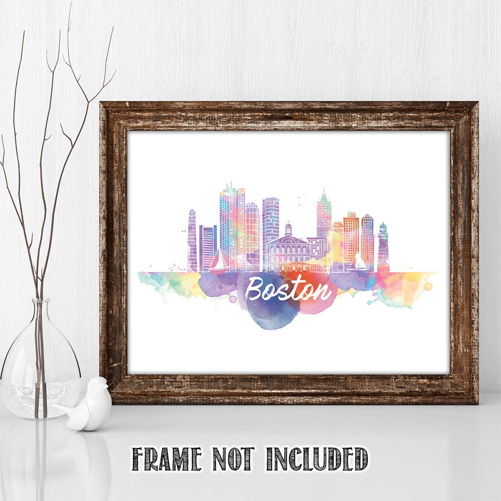 Boston Skyline Wall Art Print - Unframed 11x14 for Home & Office Decor