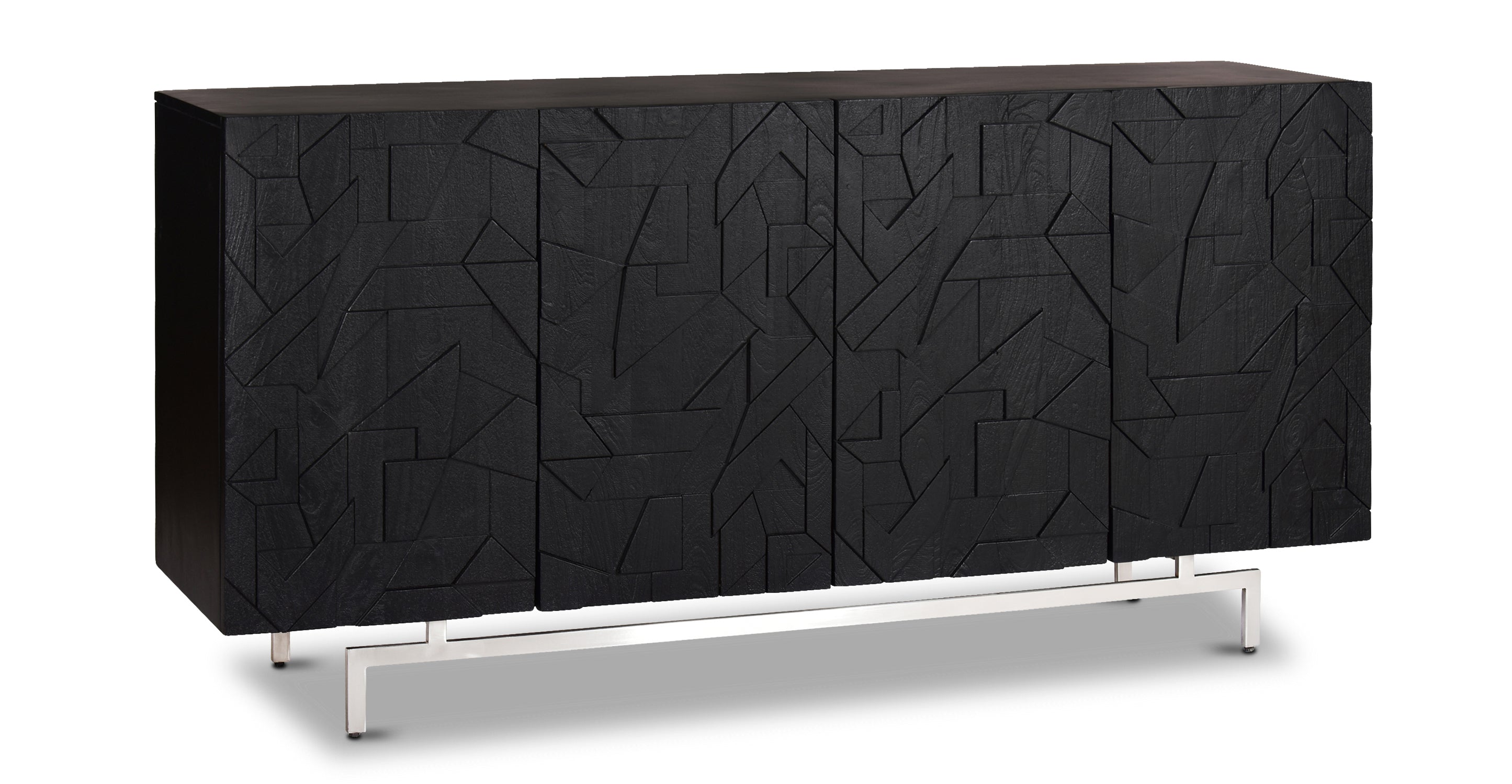 Modern Geo Sideboard - Mid-Century Style Buffet Cabinet with Storage for Dining Room & Living Room - Perfect for Home Decor & Organization