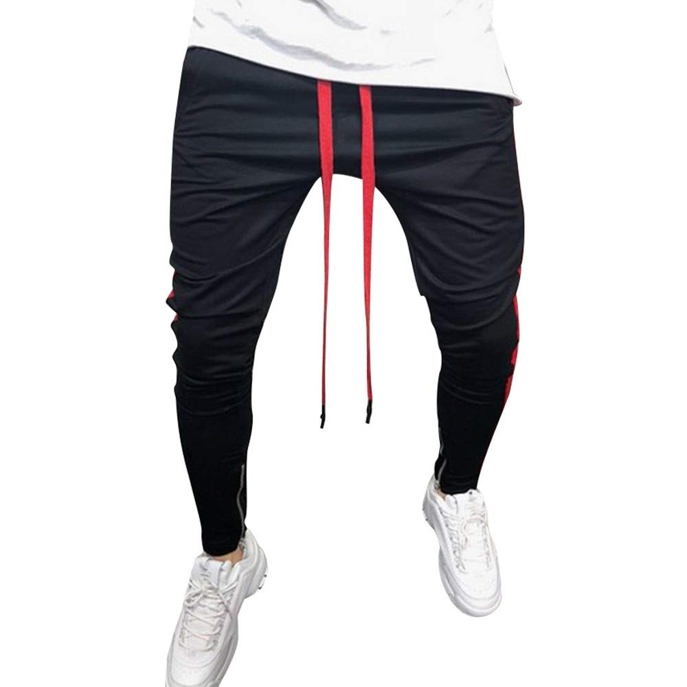 Muranba Men's Casual Sweatpants - Elastic Waist, Striped Baggy Jogger Pants for Lounge & Workout | Comfortable Athletic Trousers for Running, Gym & Relaxing at Home