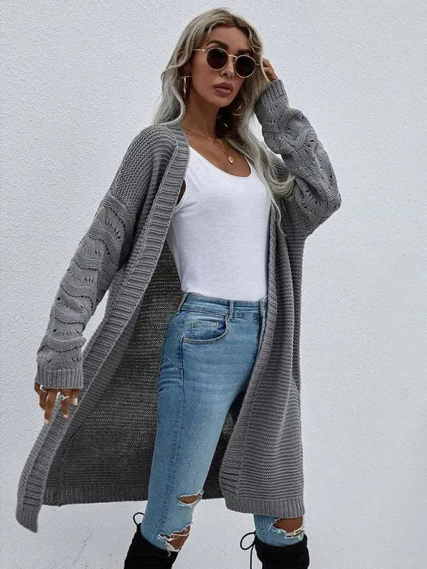 Open Knit Long Women's Cardigan Sweater - Soft & Stylish Fall Fashion for Layering & Cozy Outfits