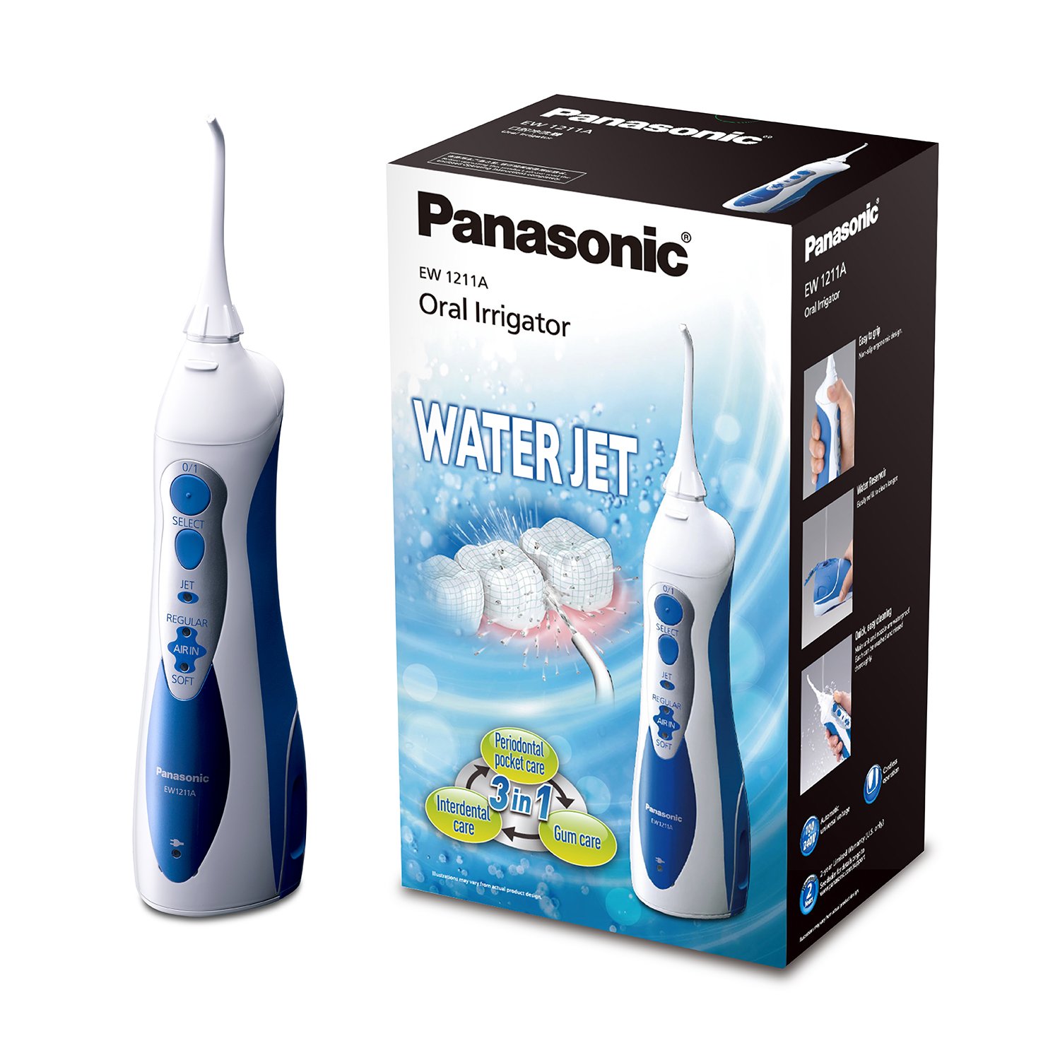 Panasonic EW2A Cordless Water Flosser - 3-Speed Adjustable Oral Irrigator with Rechargeable Battery, Portable & Washable for Travel, Home & Daily Dental Care - Perfect for Braces, Implants & Gum Health Maintenance
