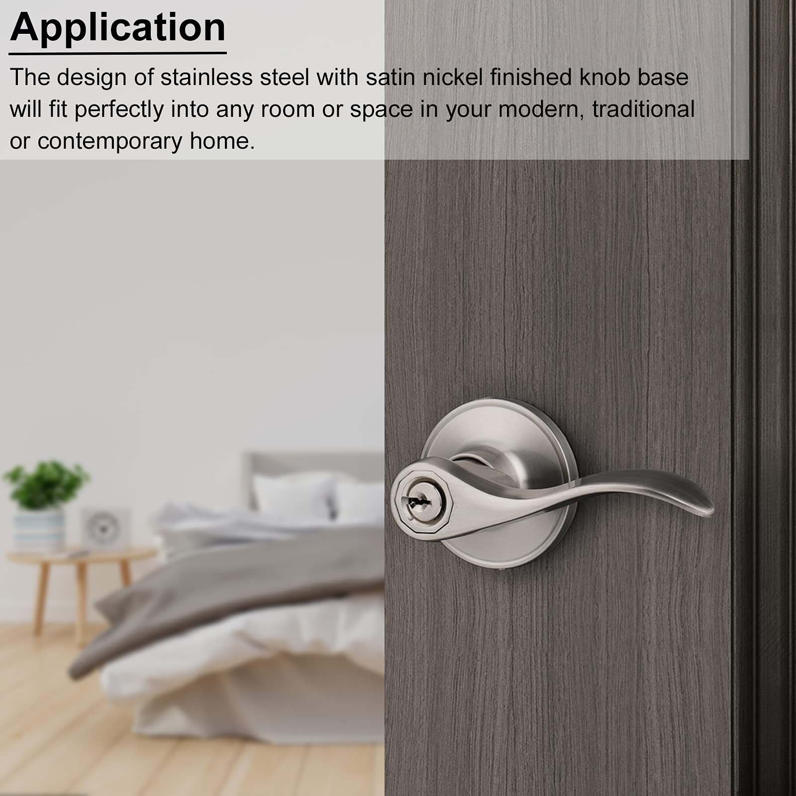 10 Pack Brushed Nickel Door Levers - Left or Right Handed Entry Door Handles with Keyed Lockset - Perfect for Home, Office & Commercial Entrance Doors