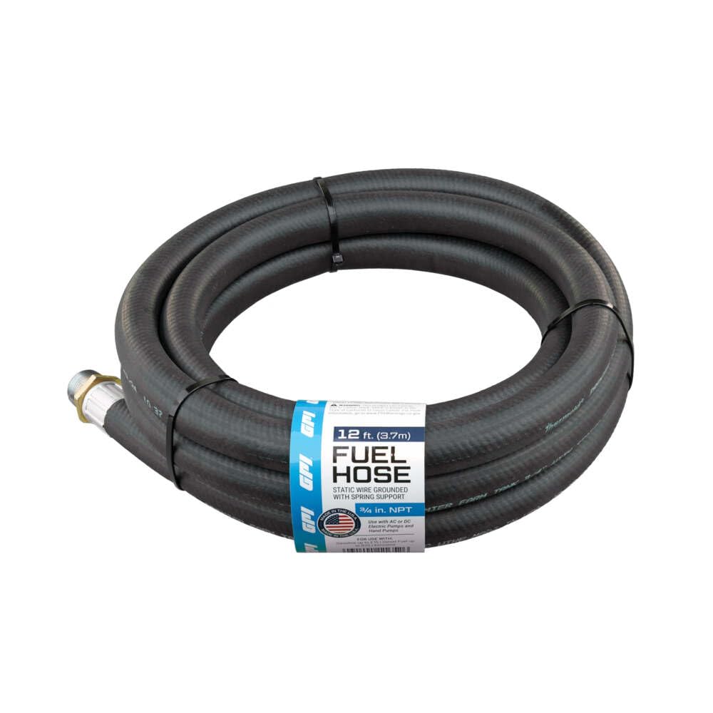GPI 3/4 Inch NPT x 12 Ft Static Dissipative Hose with Grounding Wire - Genuine Accessory (110523-1) for Fuel Transfer, Chemical Handling & Industrial Applications