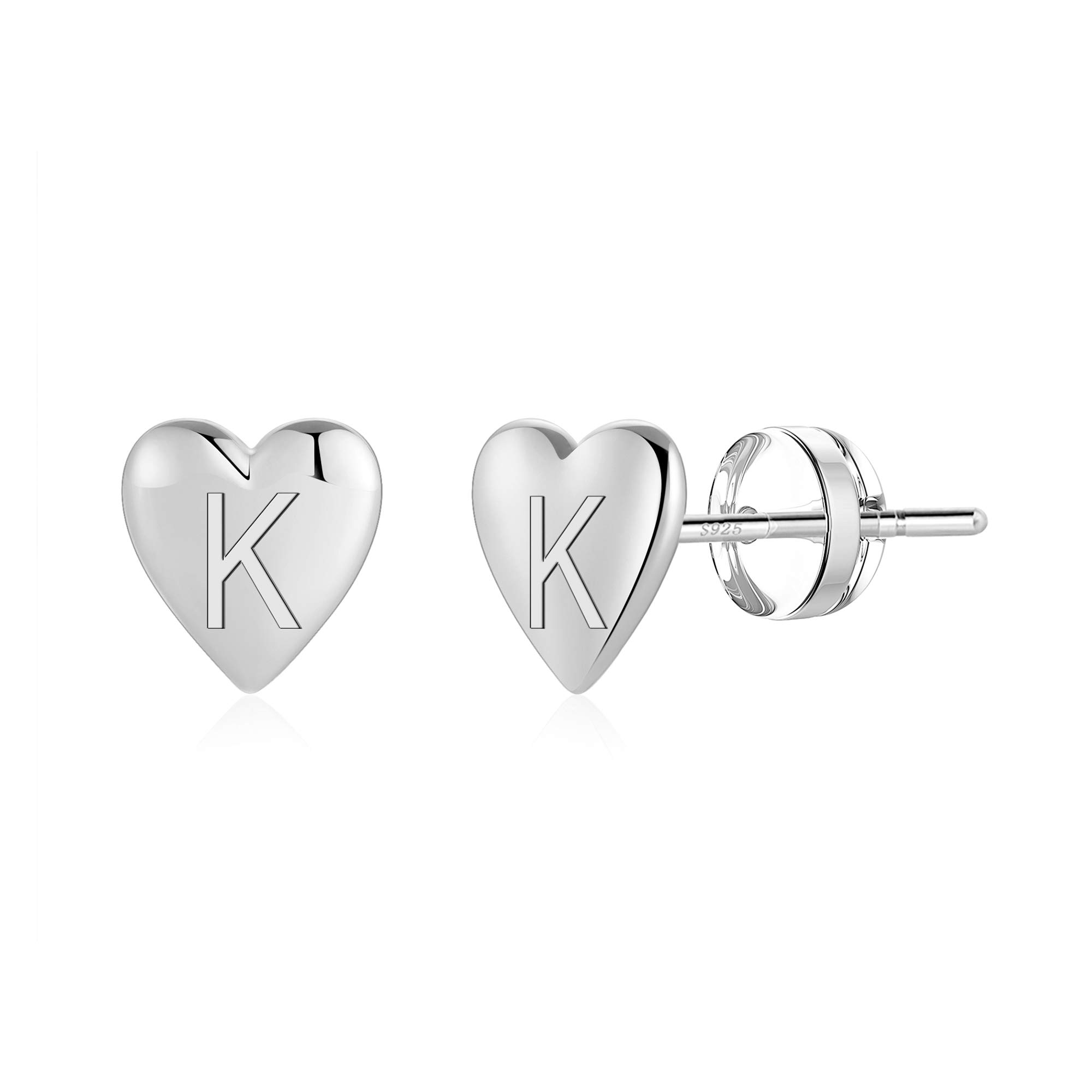 Heart Initial Stud Earrings for Women & Girls - 14K Gold Plated S925 Sterling Silver Hypoallergenic Dainty Letter Earrings | Sensitive Skin Safe, Perfect for Everyday Wear, Gifts & Special Occasions