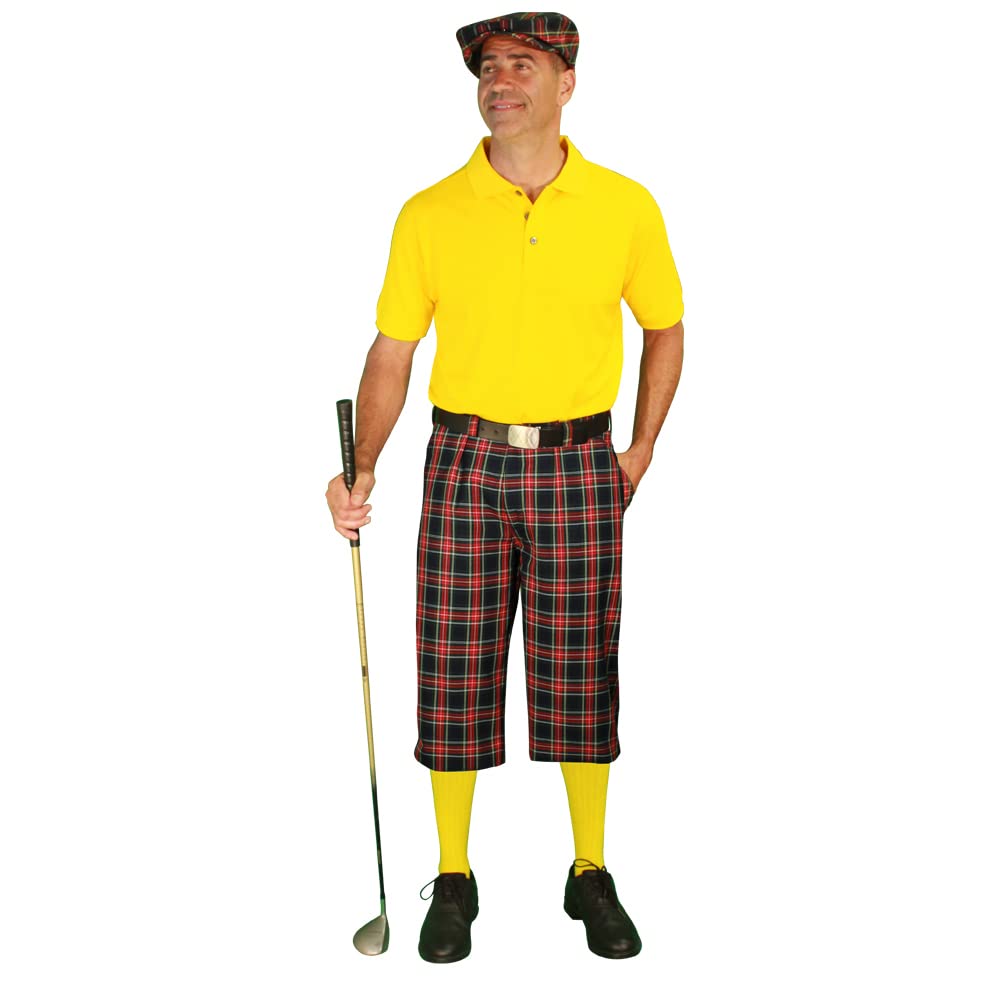 Premium Navy Stewart Golf Outfits for Men - Stylish Yellow Polo Shirt & Shorts Set - Perfect for Golf Tournaments, Country Club Events & Summer Casual Wear