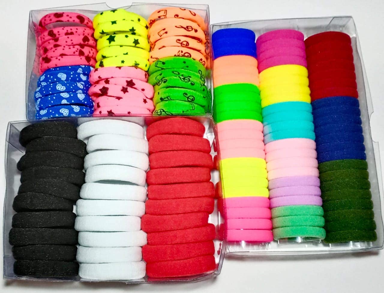 90-Piece Hair Rubber Bands for Women & Girls - 30 Plain, 30 Printed & 30 Baby Hair Ties - Soft Elastic Hair Accessories for Daily Use, School, Work & Sports