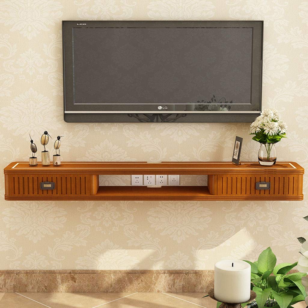 Brown Floating TV Stand Shelf - 100cm Wall Mounted Entertainment Console for Living Room, Gaming & Media Storage - Space Saving Modern Design for Flat Screen TVs & Home Theater Setup
