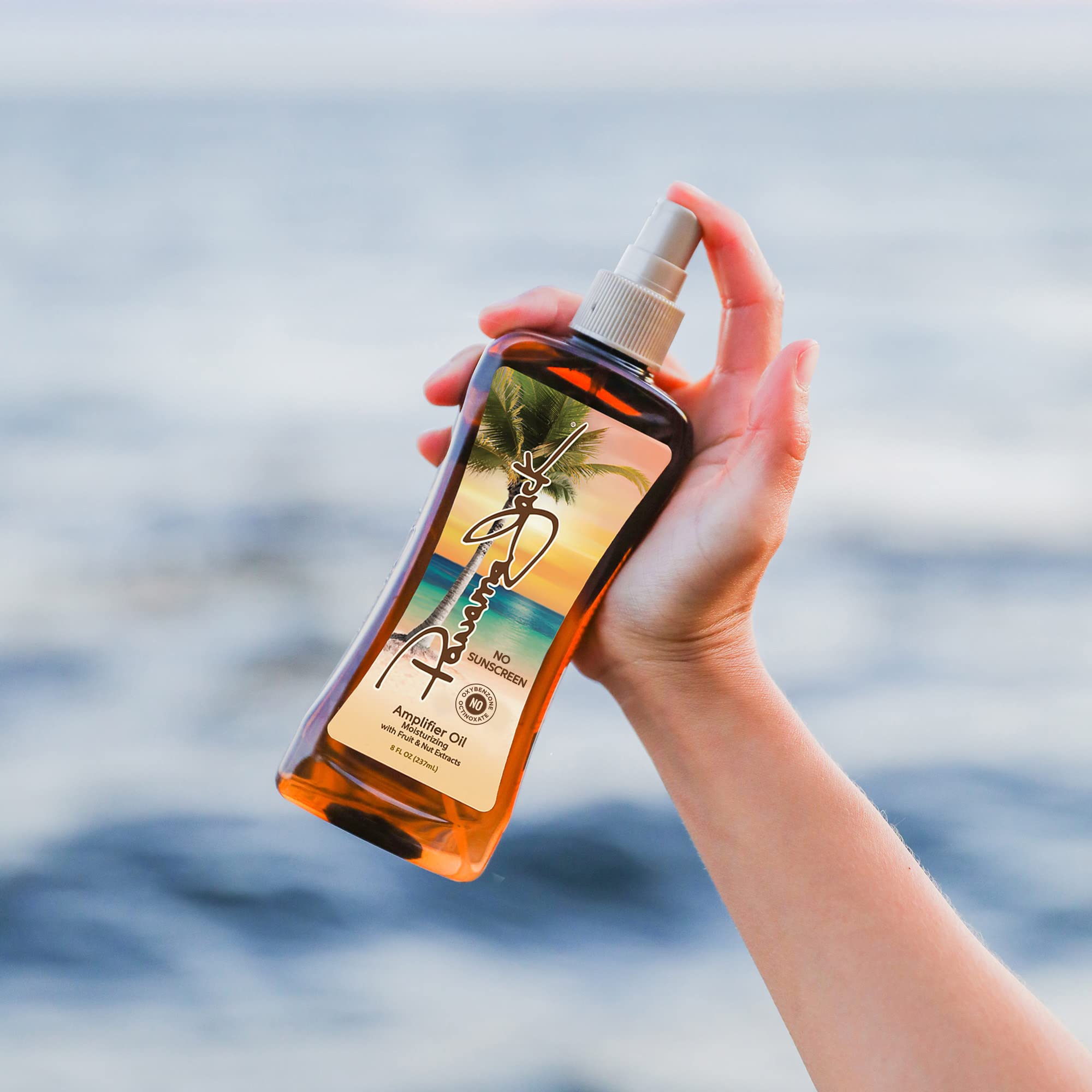 Panama Jack Amplifier Suntan Oil - 0 SPF, Lightweight Formula with Exotic Oils, Fruit & Nut Extracts, Tropical Scent, 8 Fl Oz (12 Pack) | Perfect for Beach, Pool & Summer Tanning