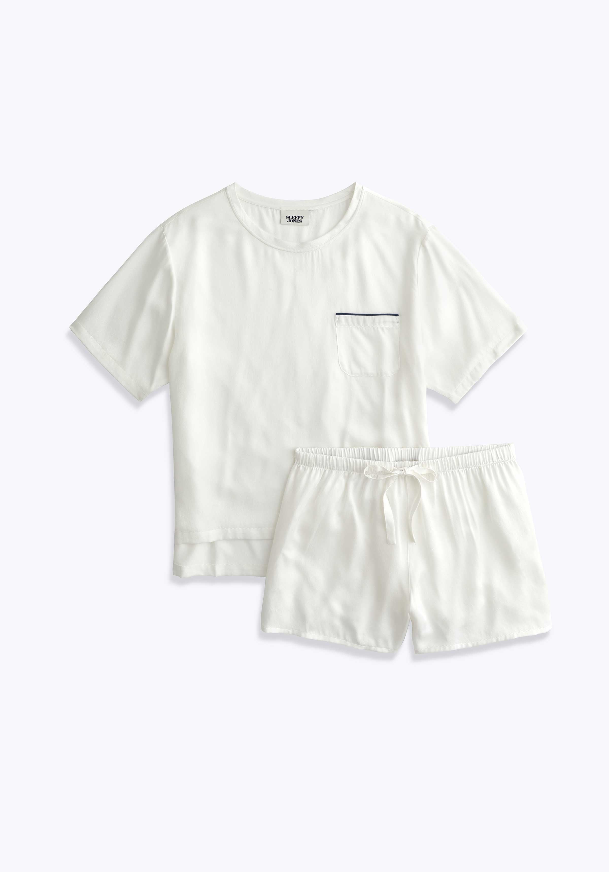 Leonora Short Set - White Washable Silk Pajamas for Women - Soft & Breathable Sleepwear for Summer Nights & Lounging at Home