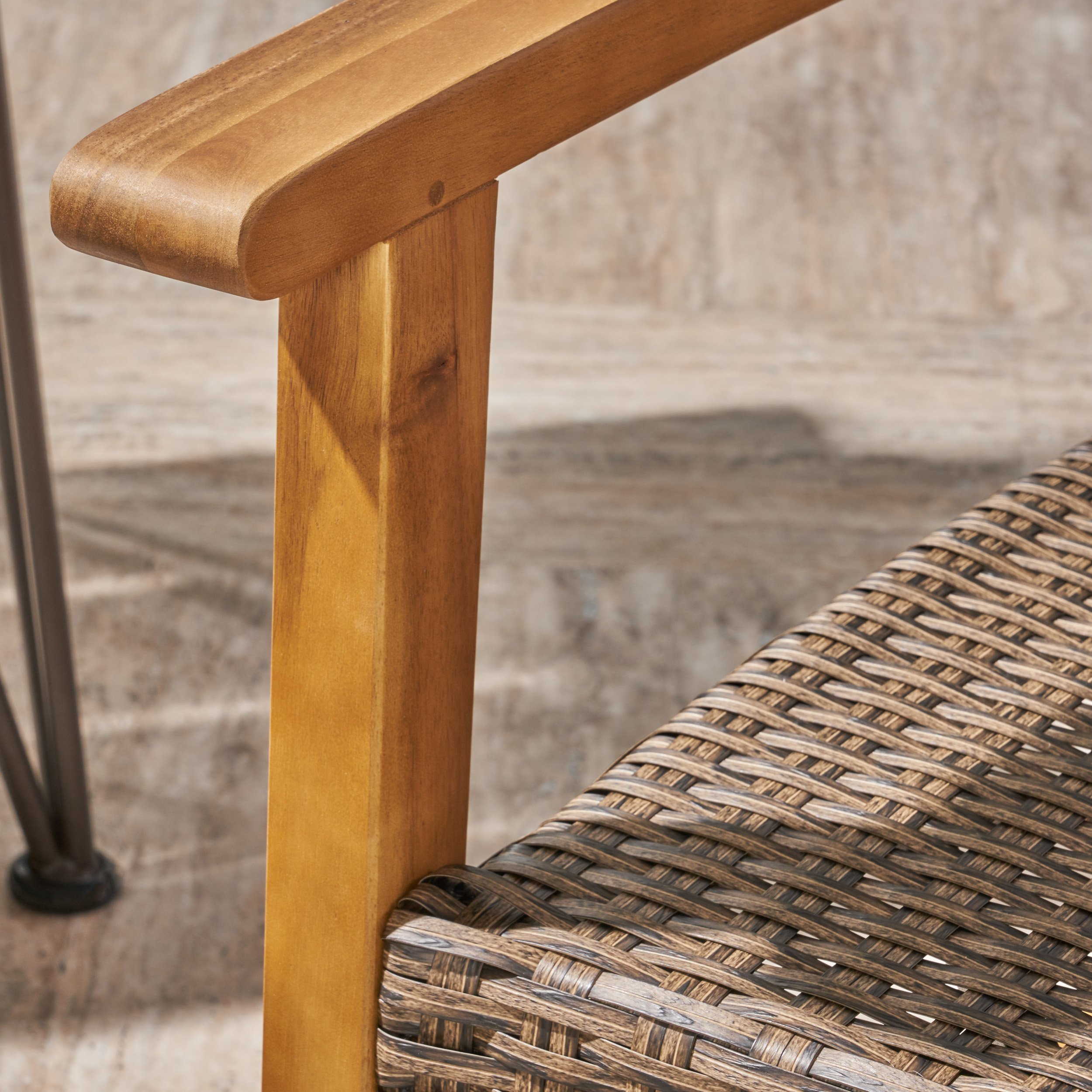 Premium Outdoor Wood and Wicker Club Chairs Set of 2 - Teak Finish & Mixed Mocha - Weather-Resistant Patio Furniture for Garden, Poolside, and Backyard Relaxation