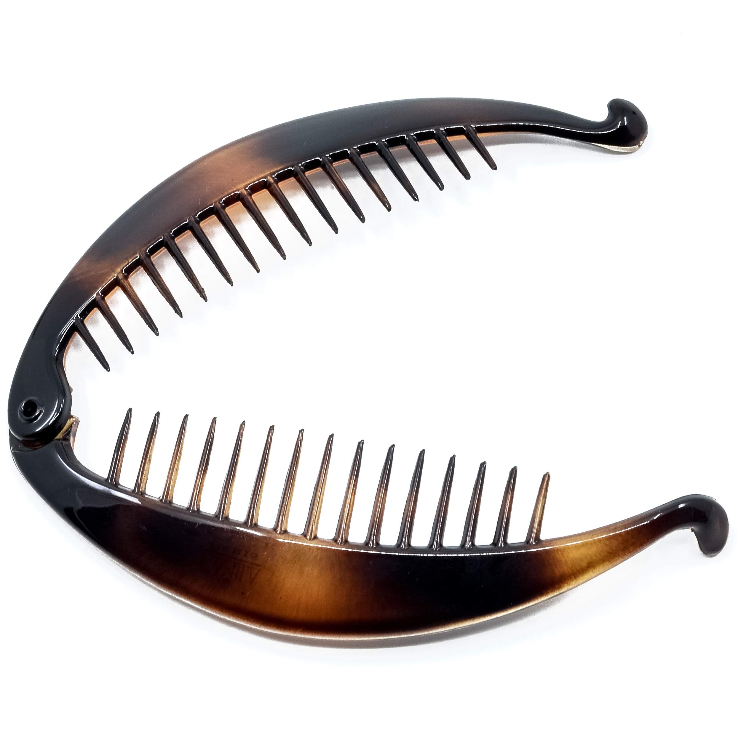 Camila Paris CP2 2 Pack Flexible Banana Hair Clips for Thick Hair - Strong Ponytail Holders, Interlocking Styling Hair Combs (Made in France) - Perfect for Workouts, Office & Everyday Hairstyles