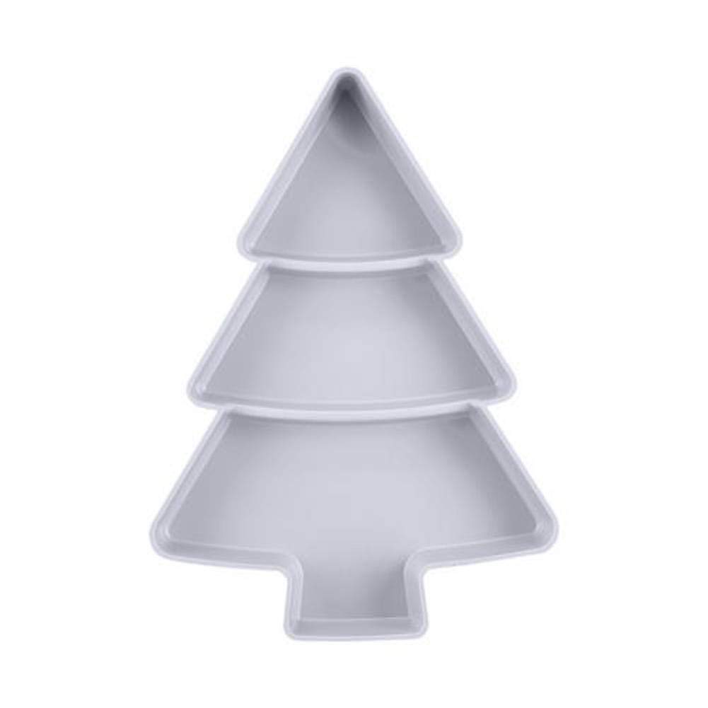 ASHDelk Christmas Tree Shaped Plastic Snack Tray - 3 Compartment Dessert Plate for Cakes, Biscuits, Dried Fruits & Candies | Perfect for Holiday Parties, Afternoon Tea & Home Decor