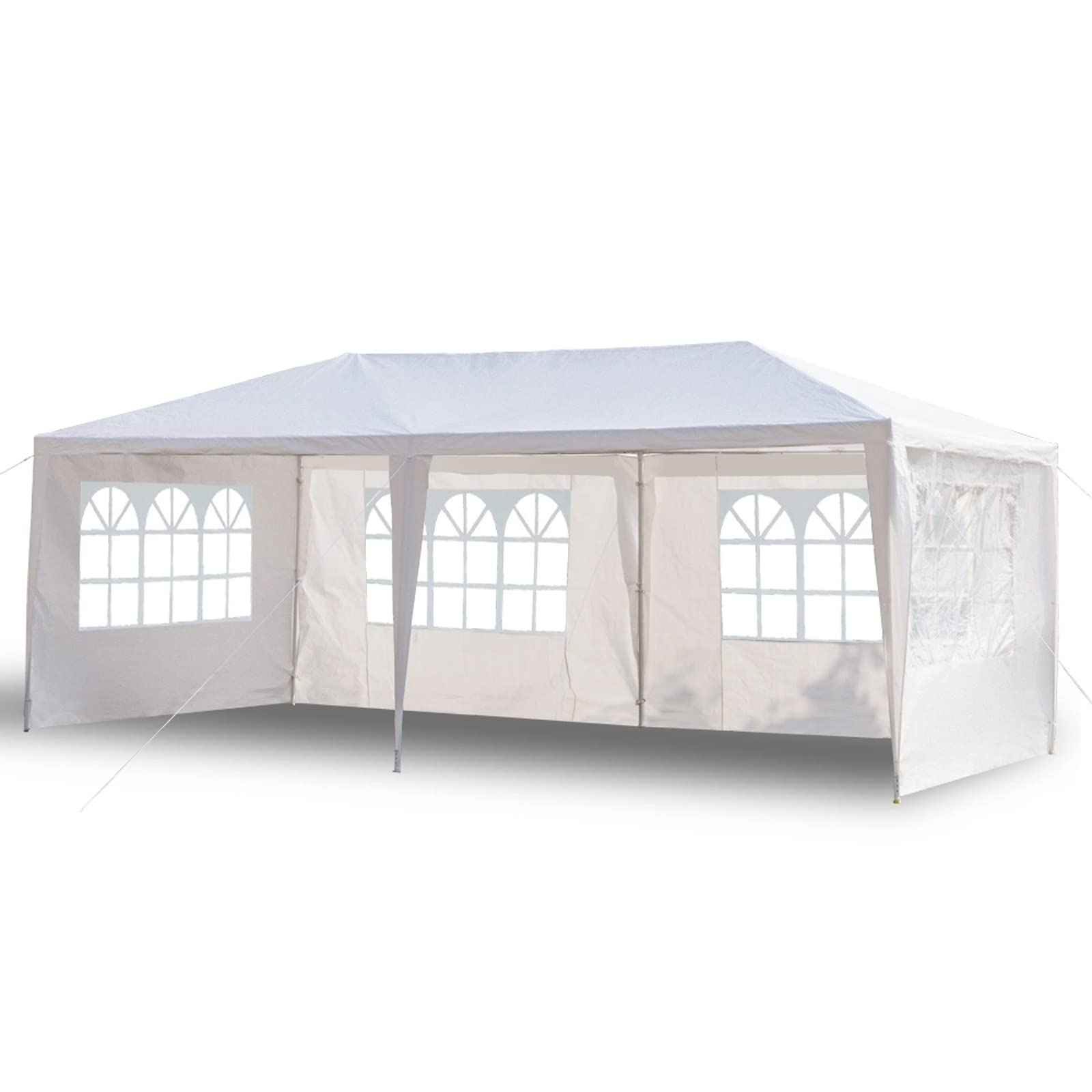 10x20 Heavy Duty Waterproof Outdoor Party Tent with 4 Removable Sidewalls - White Spiral Frame Canopy for Weddings, Patios, and Events - Perfect for Sun, Rain, and Snow Protection